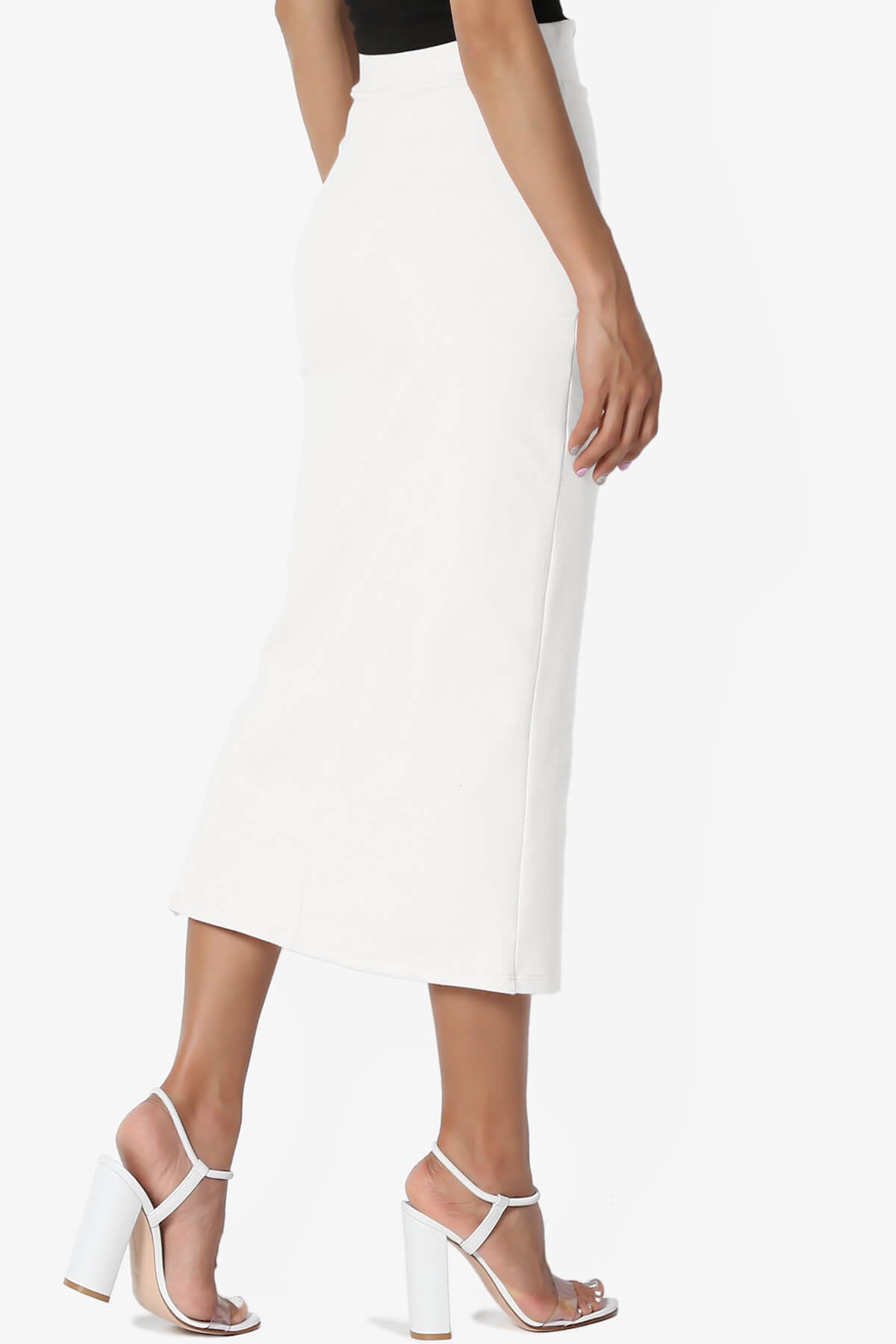 Carleta Mid Calf Pencil Skirt OFF WHITE_4