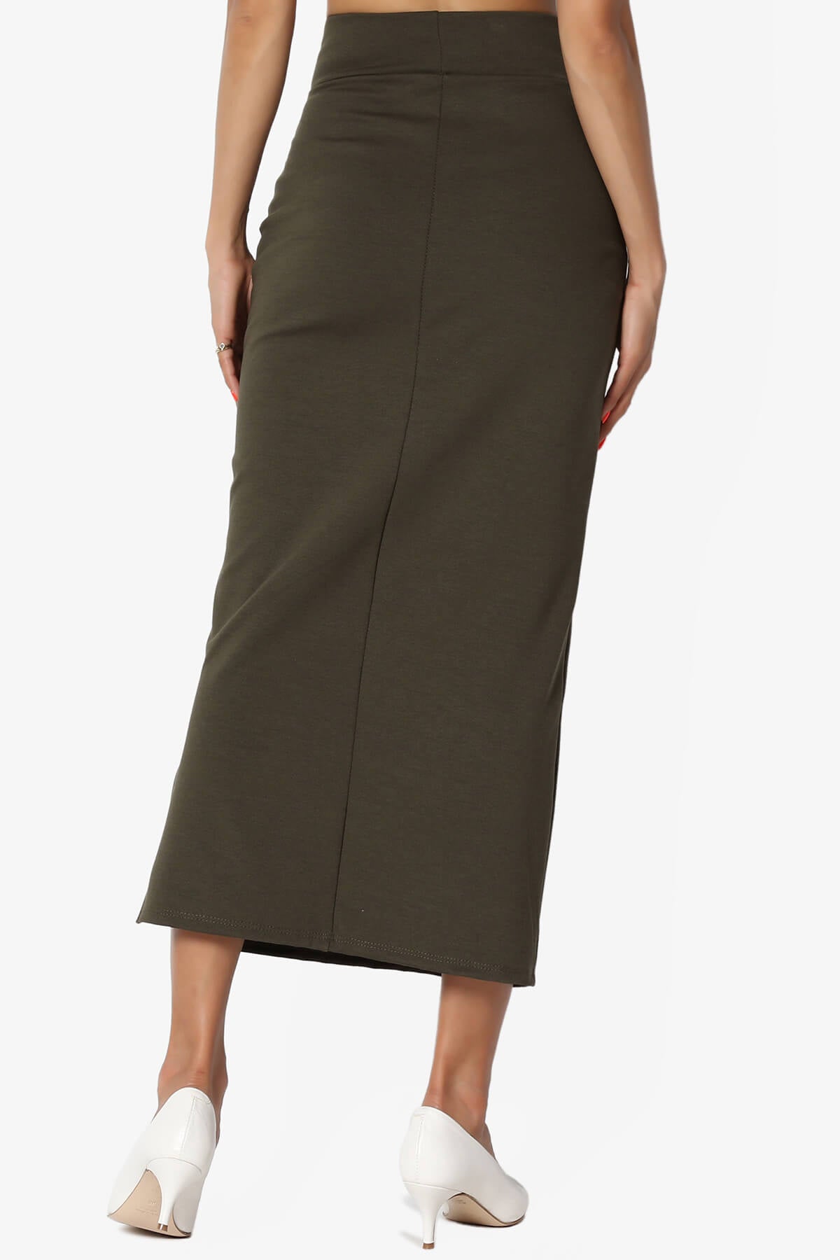 Carleta Mid Calf Pencil Skirt OLIVE_2