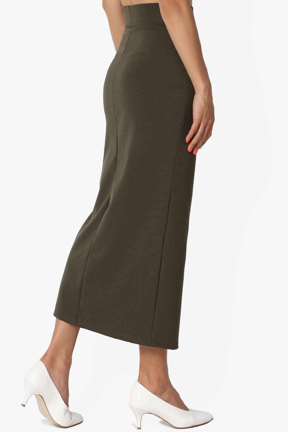 Carleta Mid Calf Pencil Skirt OLIVE_4