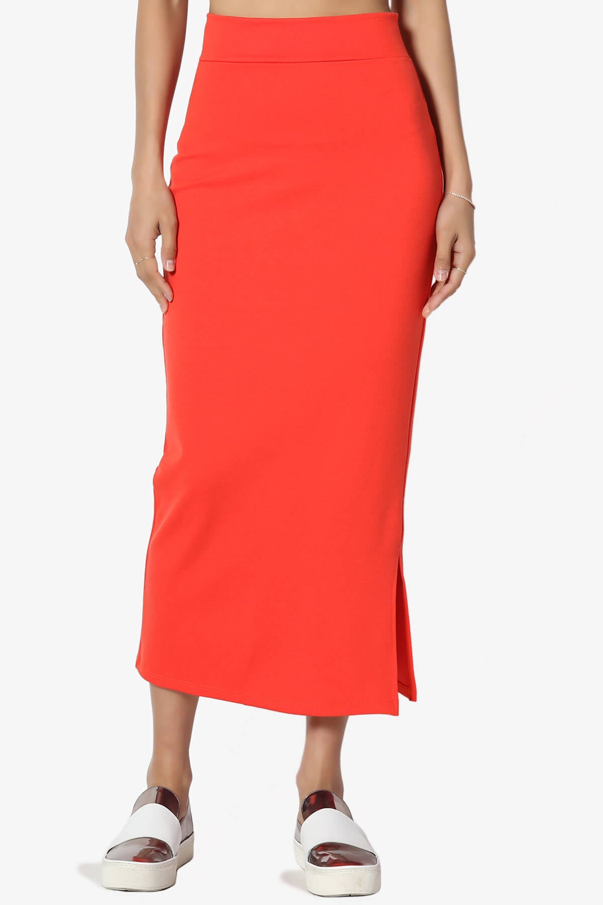 Carleta Mid Calf Pencil Skirt ORANGE_1