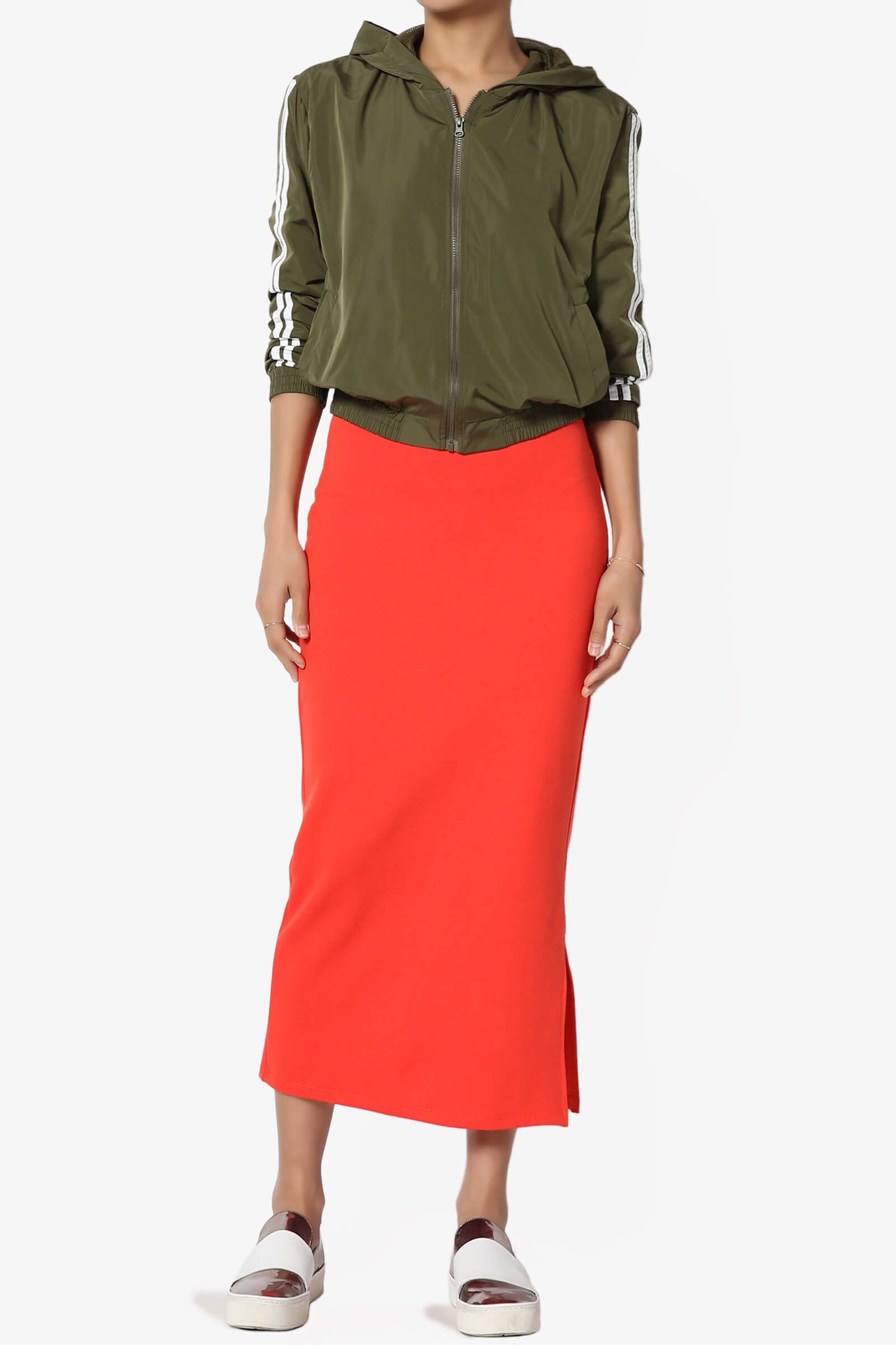 Carleta Mid Calf Pencil Skirt ORANGE_6