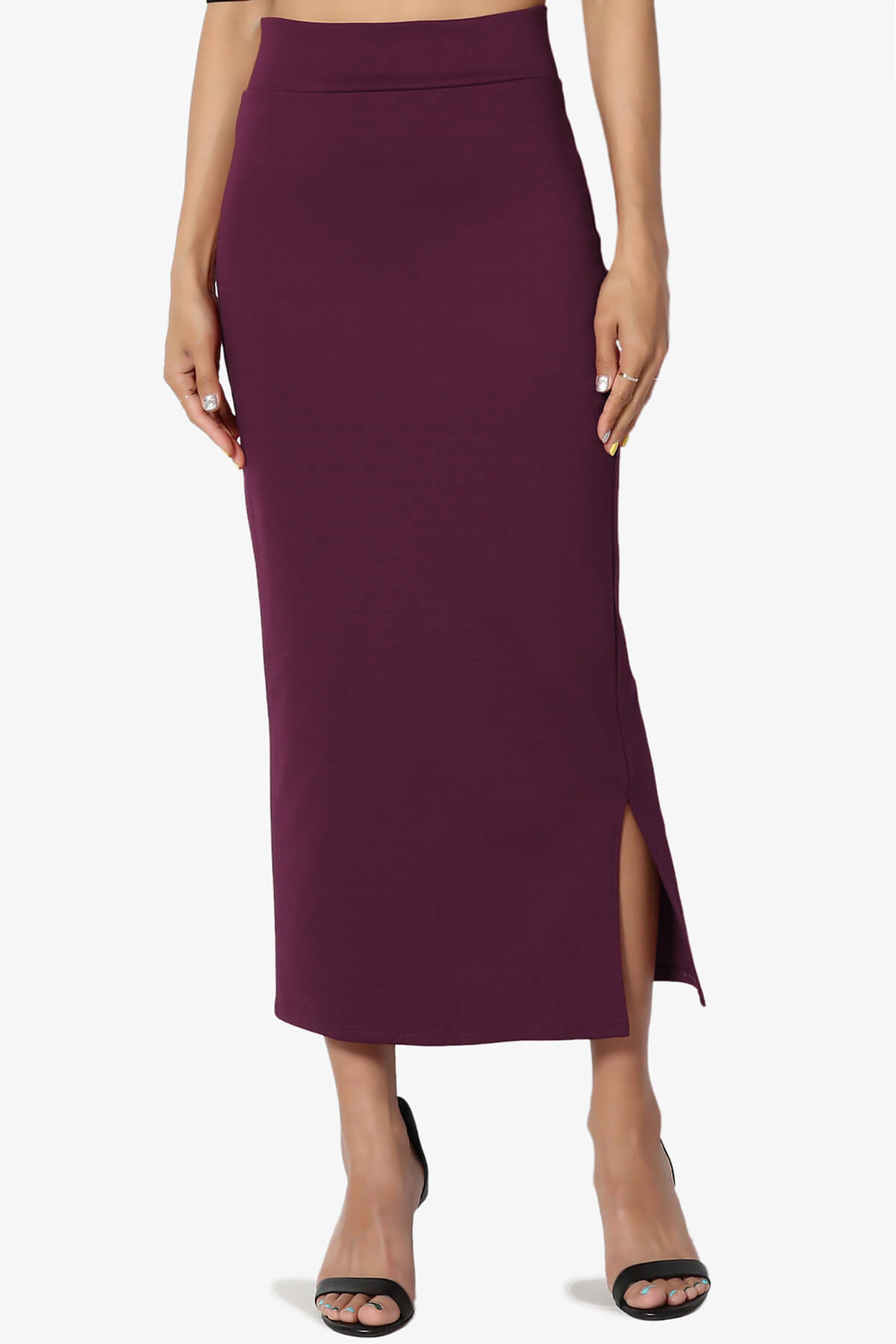 Carleta Mid Calf Pencil Skirt PLUM_1