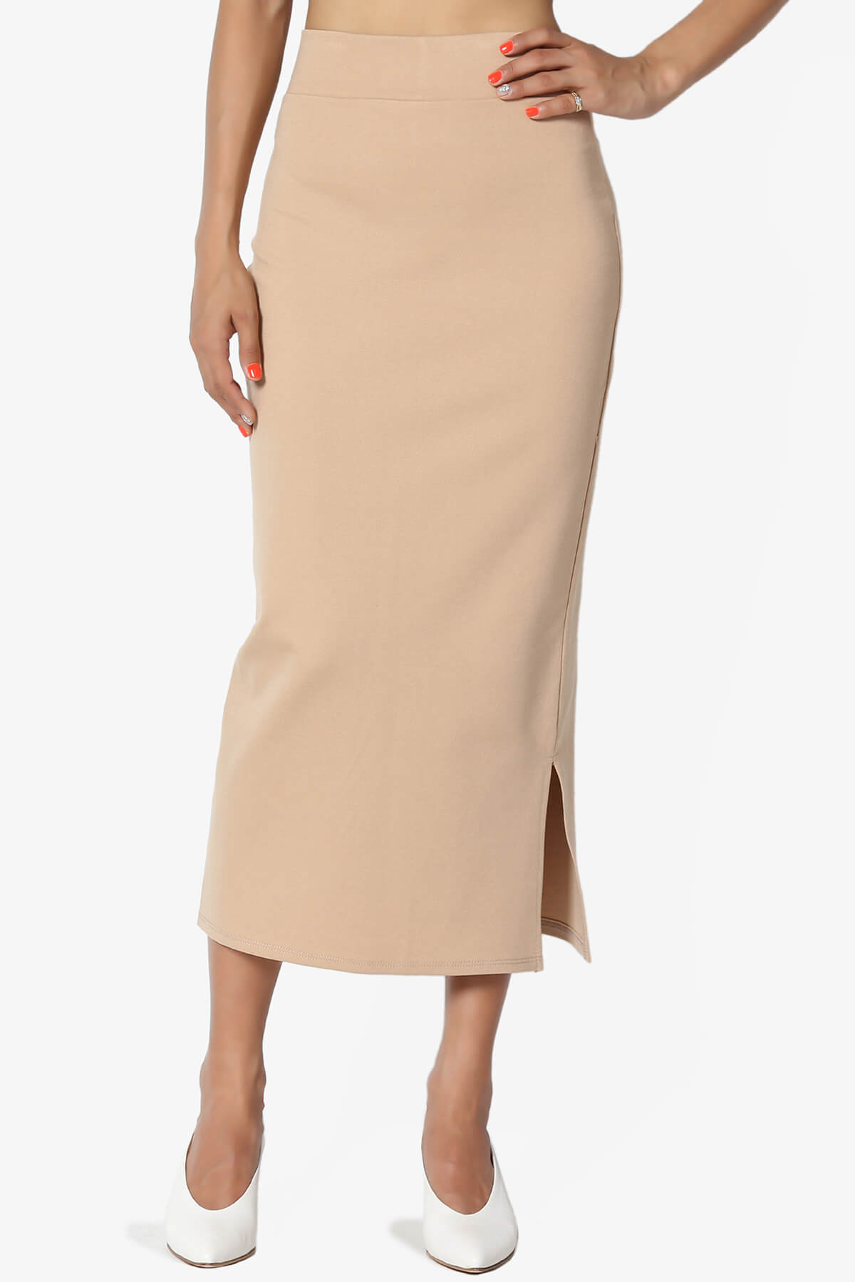 Carleta Mid Calf Pencil Skirt TAUPE_1