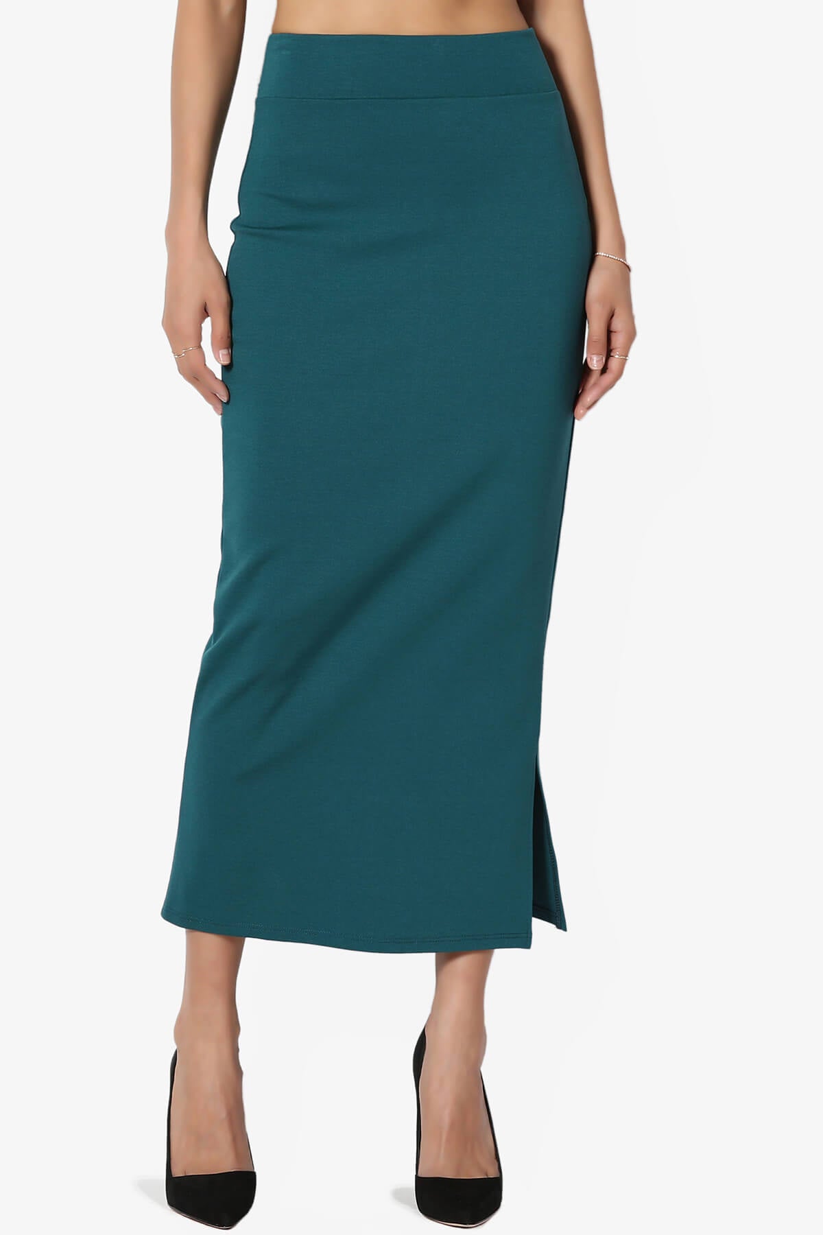 Carleta Mid Calf Pencil Skirt TEAL_1