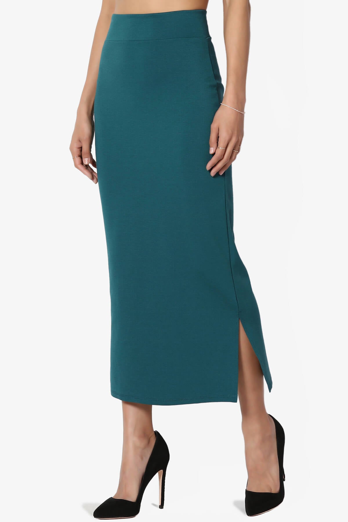 Carleta Mid Calf Pencil Skirt TEAL_3