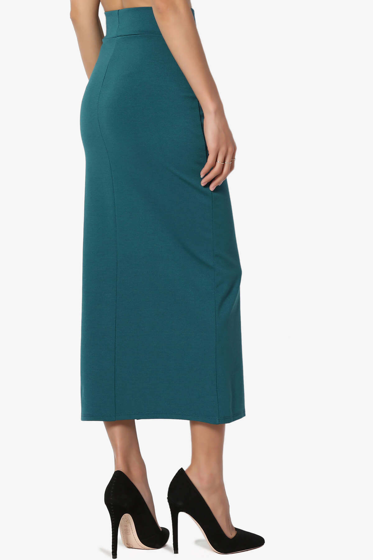 Carleta Mid Calf Pencil Skirt TEAL_4