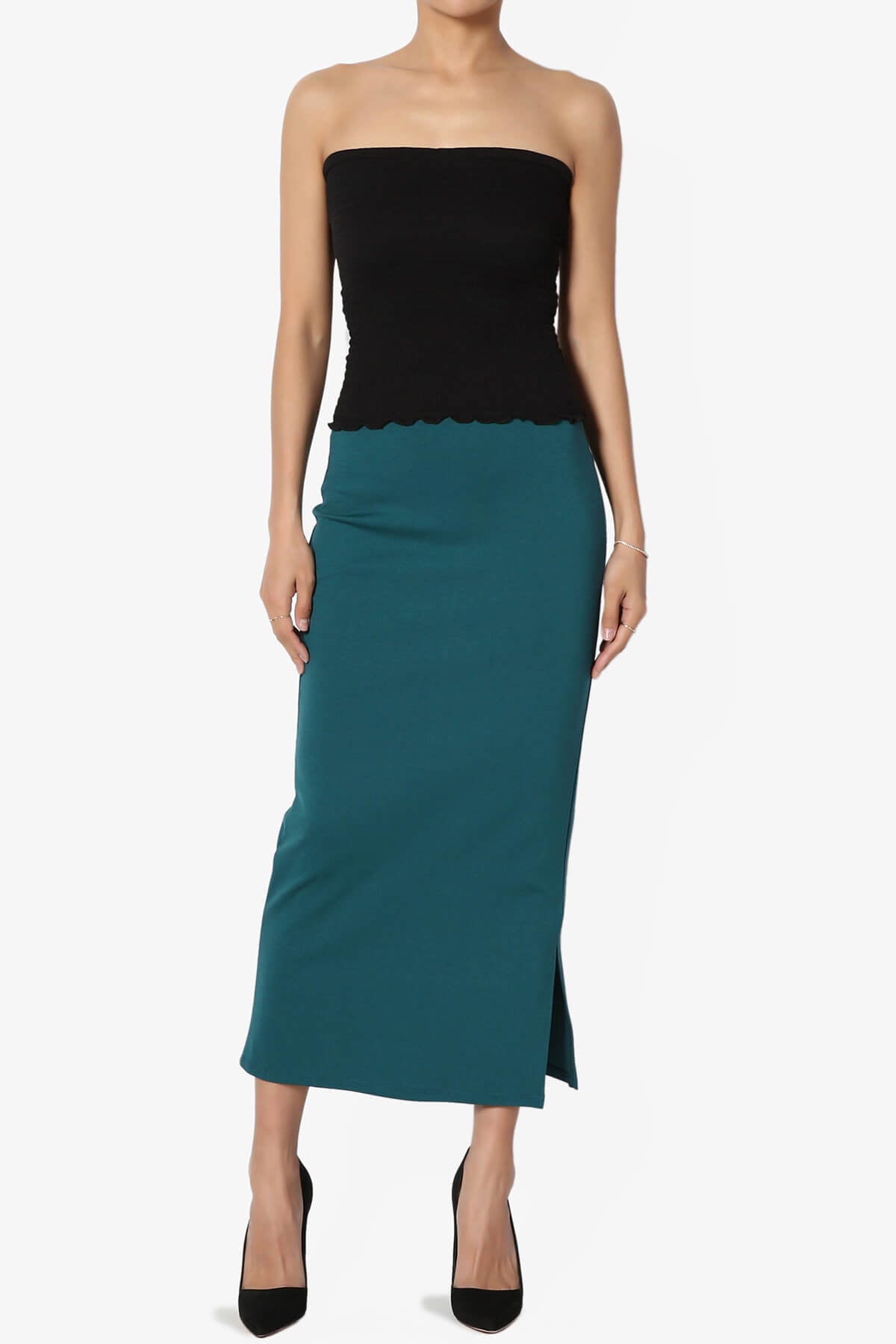 Carleta Mid Calf Pencil Skirt TEAL_6