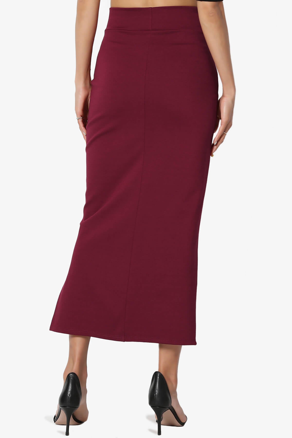 Carleta Mid Calf Pencil Skirt WINE_2