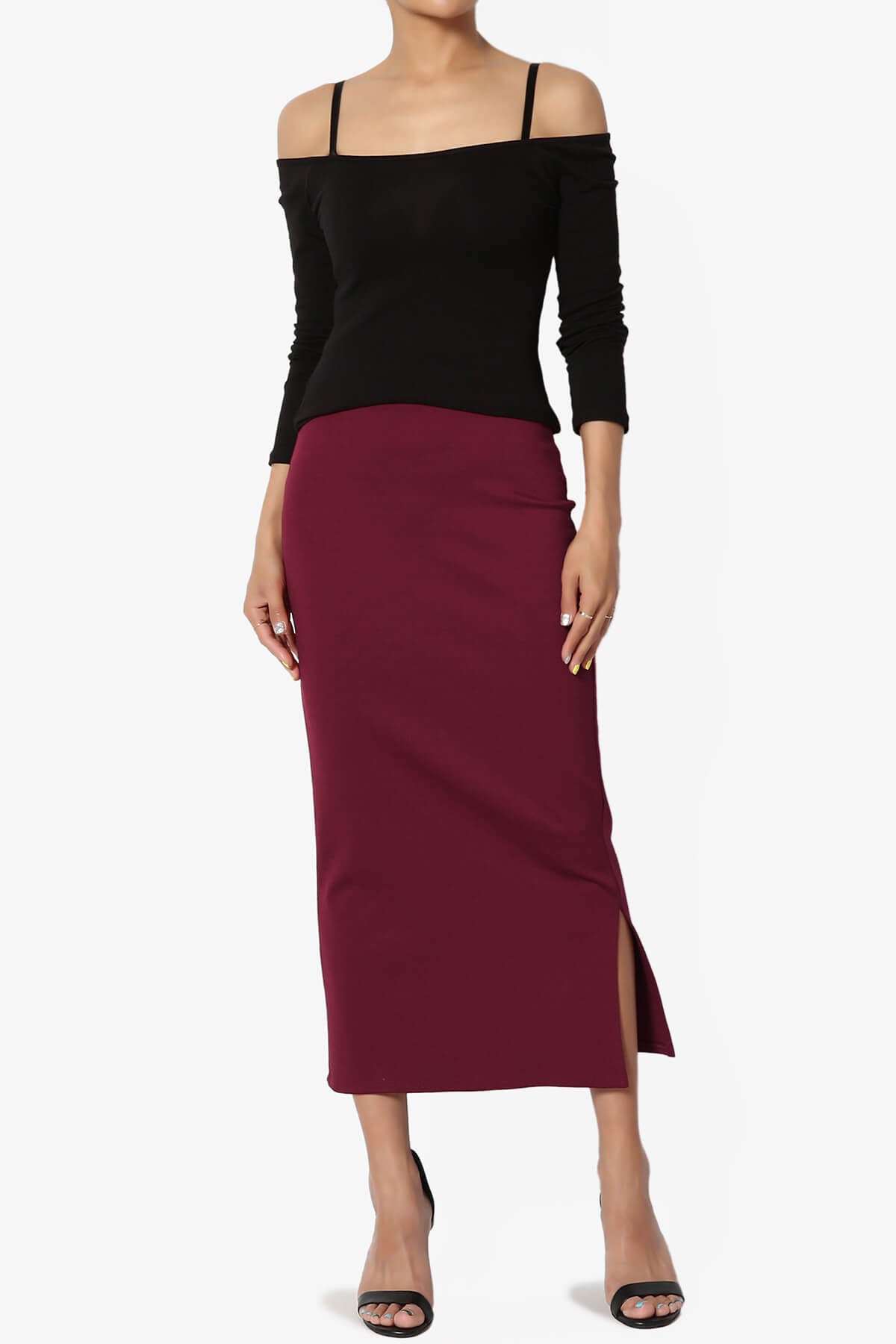 Carleta Mid Calf Pencil Skirt WINE_6