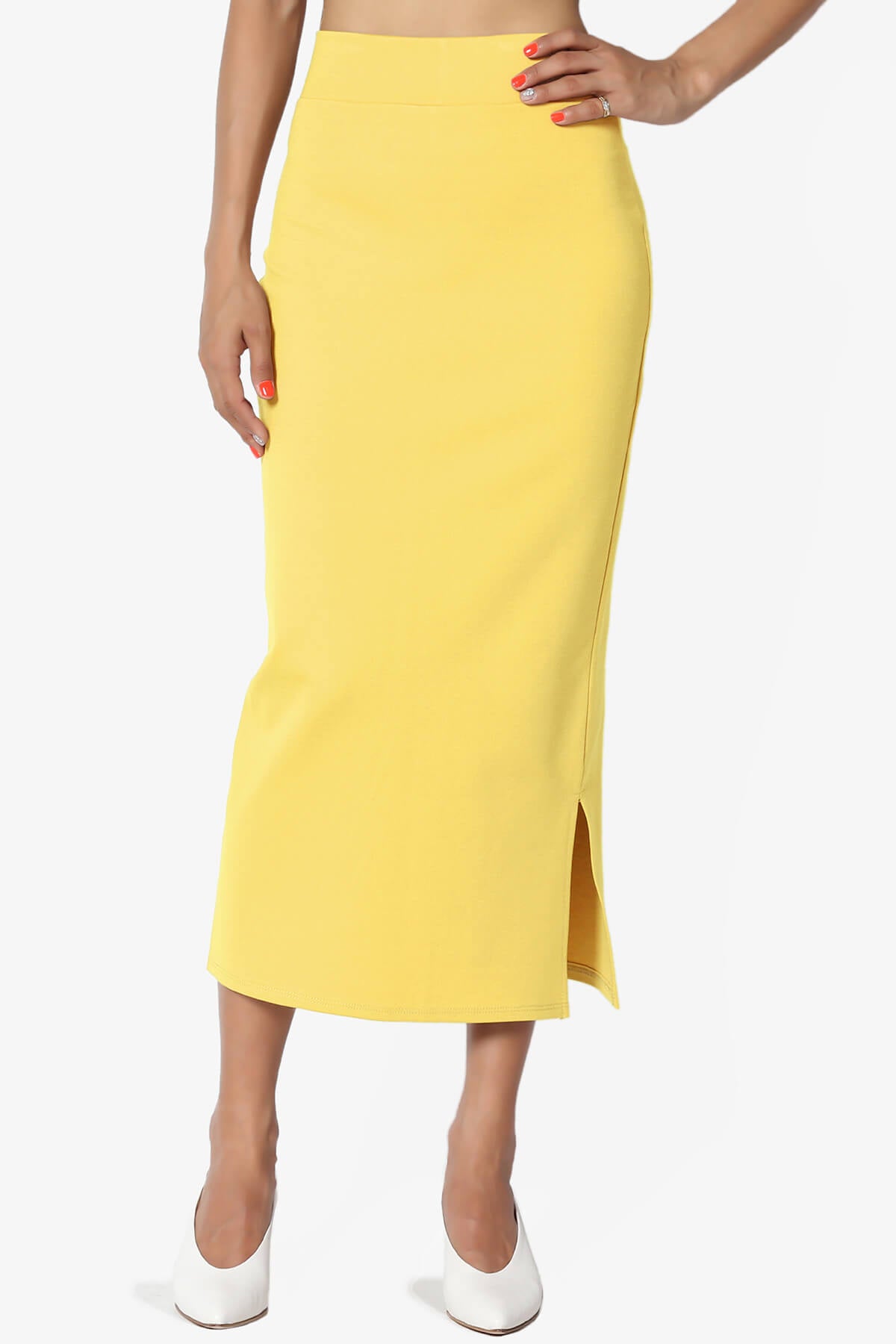 Carleta Mid Calf Pencil Skirt YELLOW_1