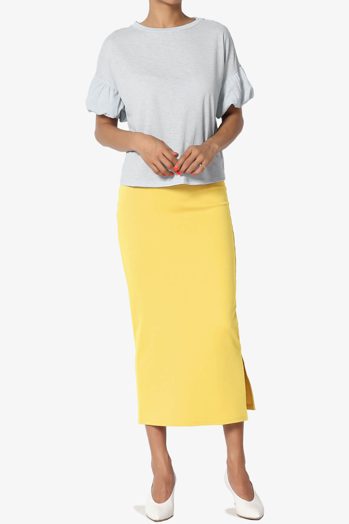 Carleta Mid Calf Pencil Skirt YELLOW_6