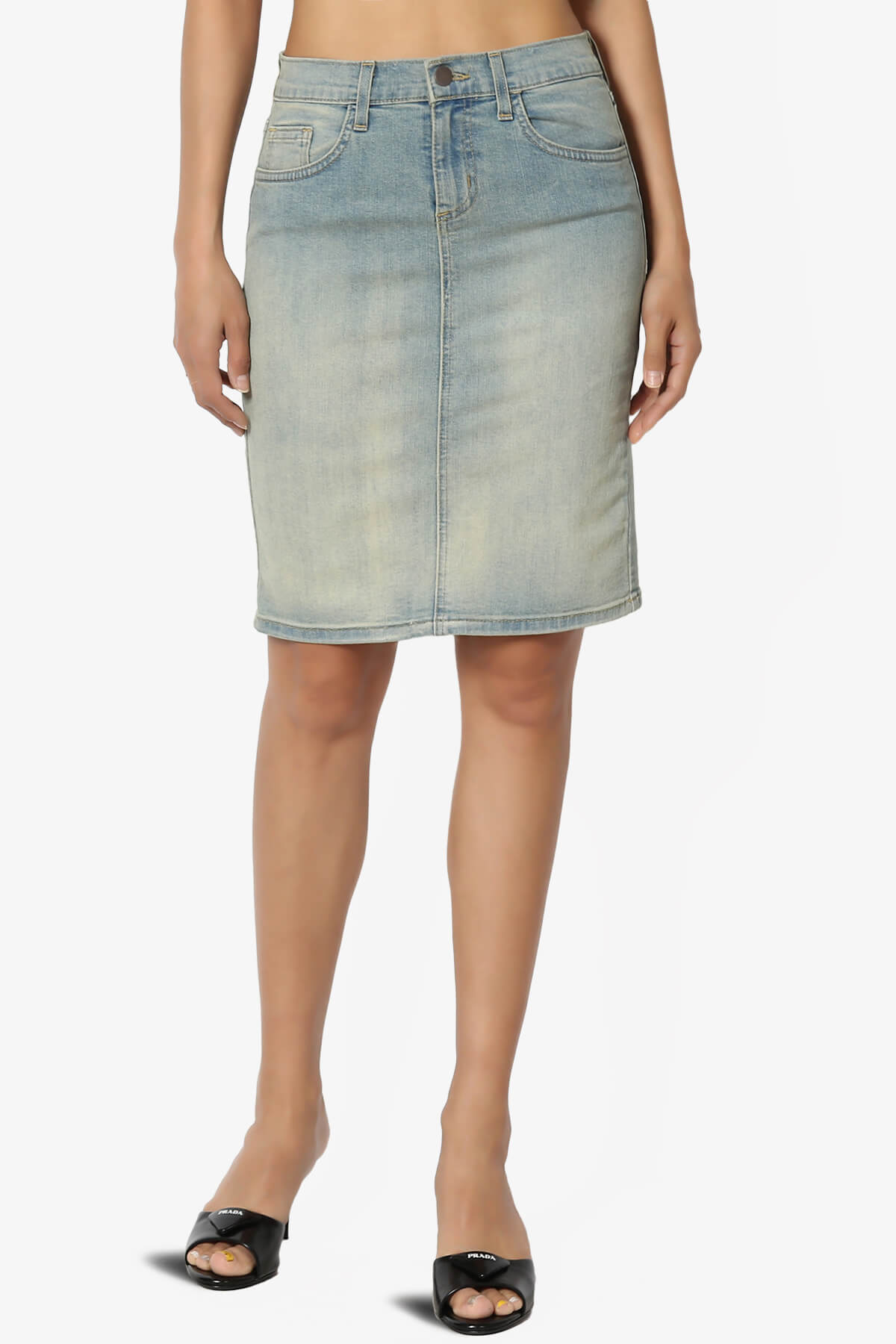 Celvin Washed Denim Mini Skirt LIGHT_1