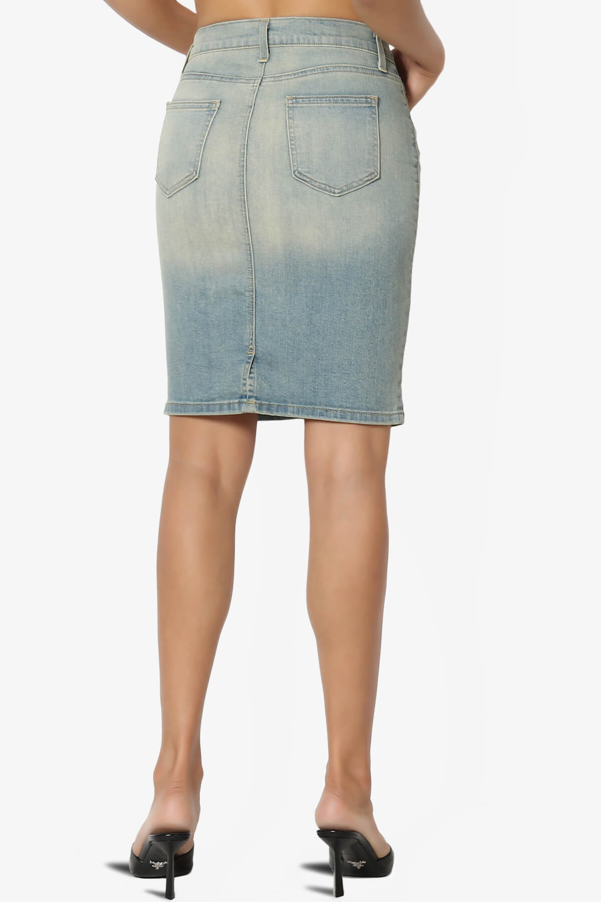 Celvin Washed Denim Mini Skirt LIGHT_2