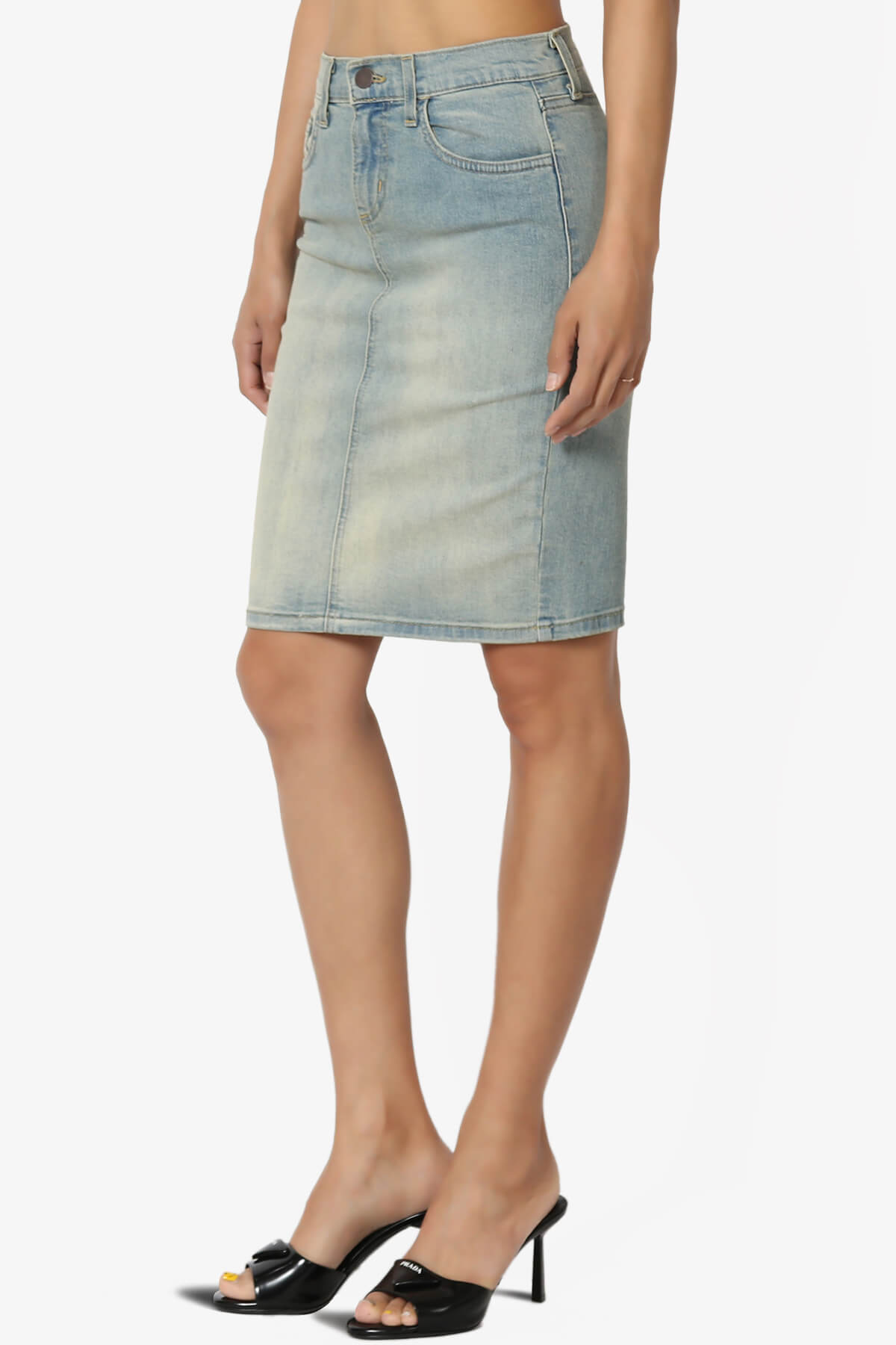 Celvin Washed Denim Mini Skirt LIGHT_3