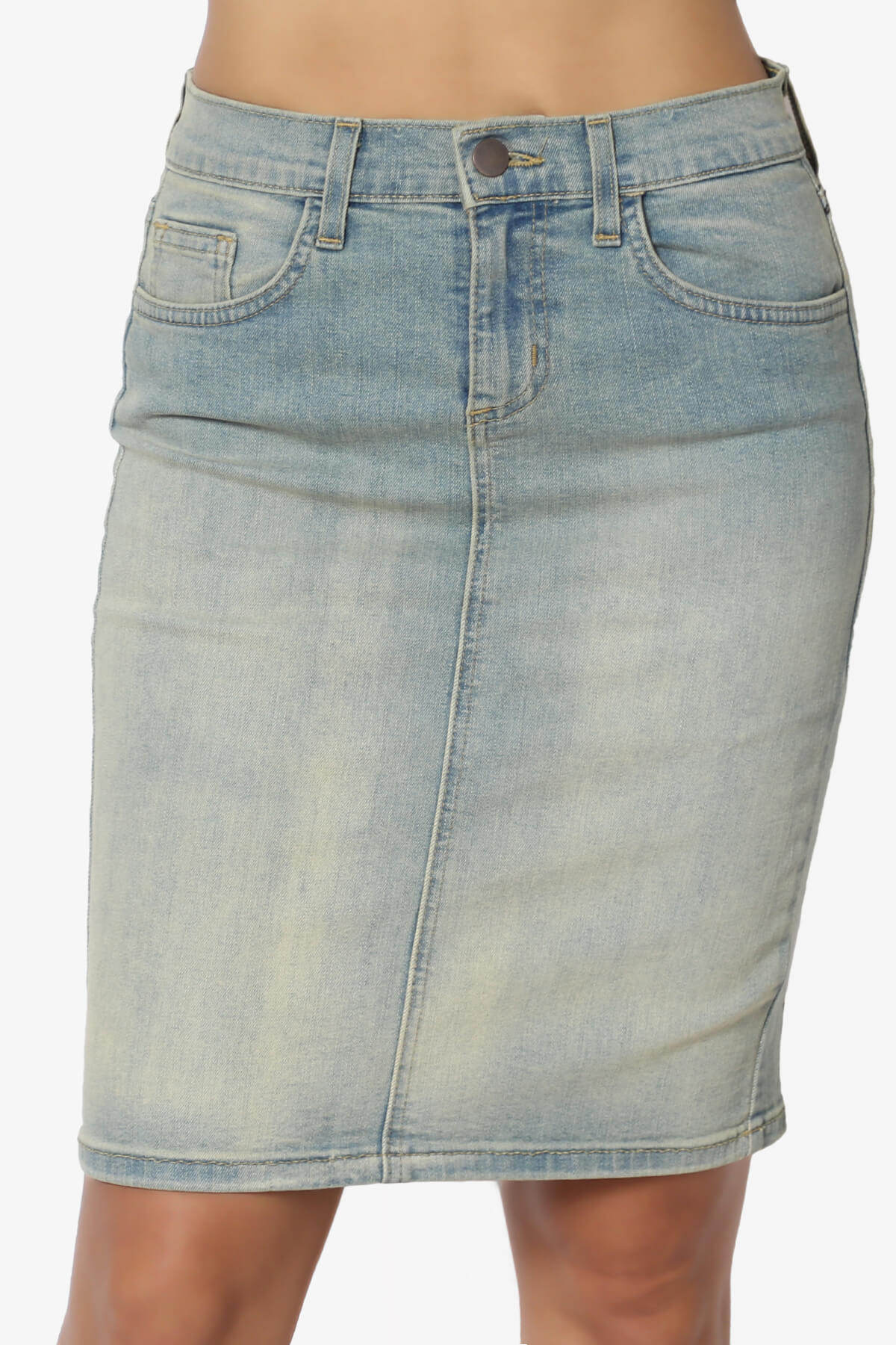 Celvin Washed Denim Mini Skirt LIGHT_5