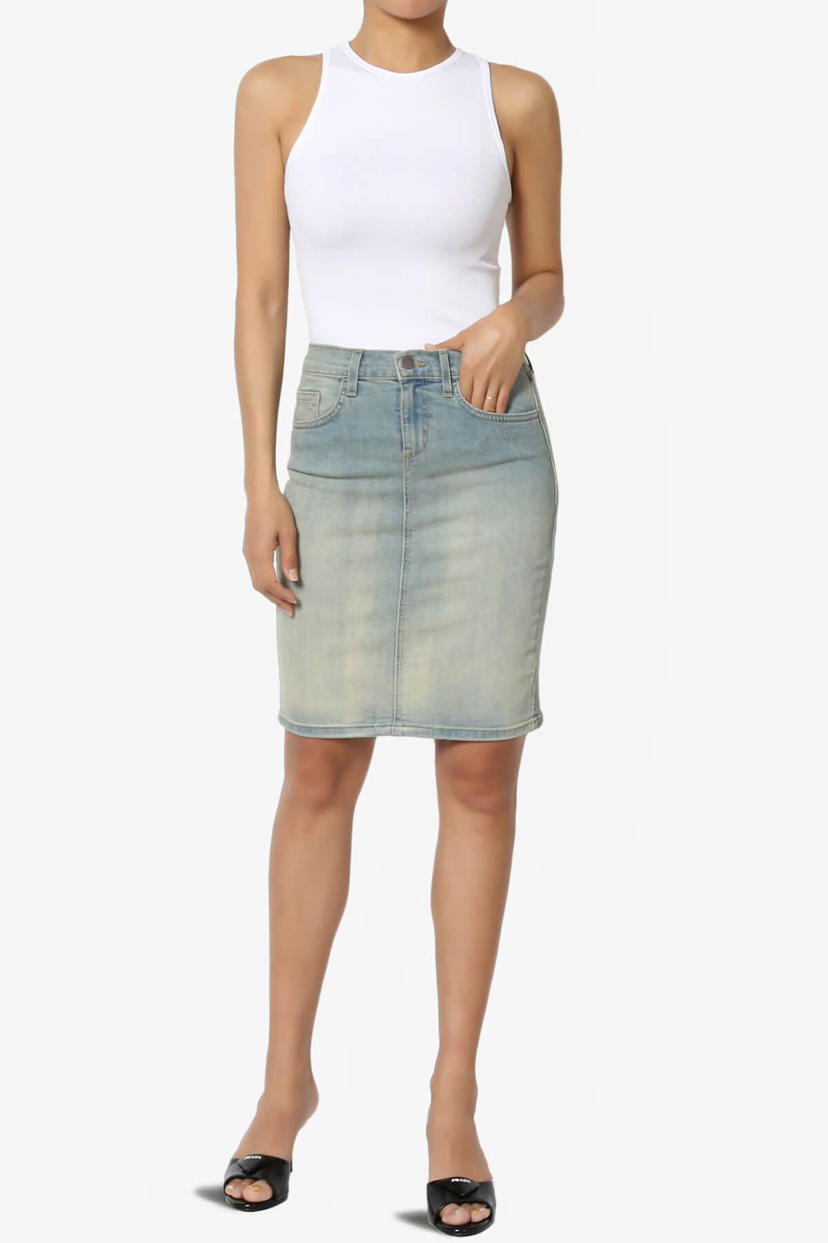 Celvin Washed Denim Mini Skirt LIGHT_6
