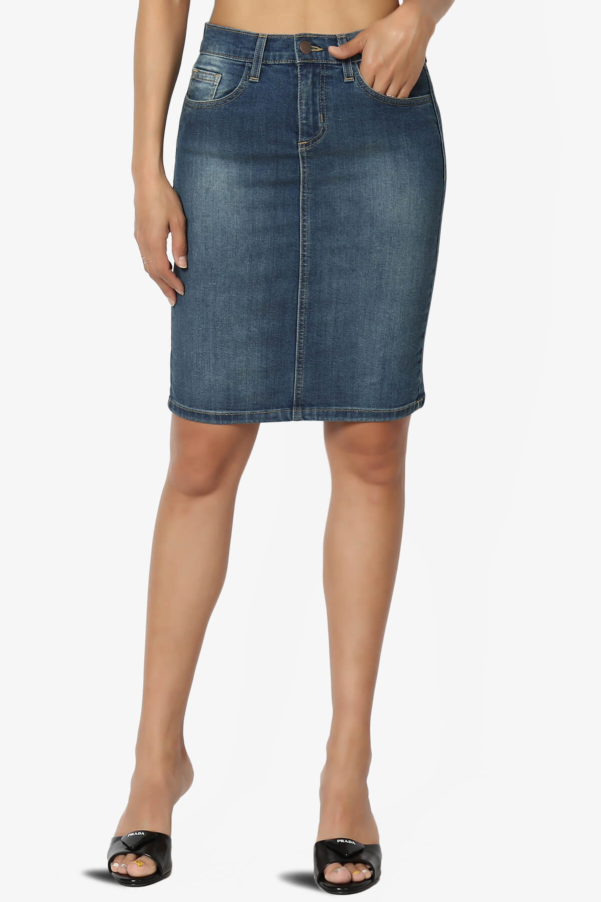 Celvin Washed Denim Mini Skirt MEDIUM_1