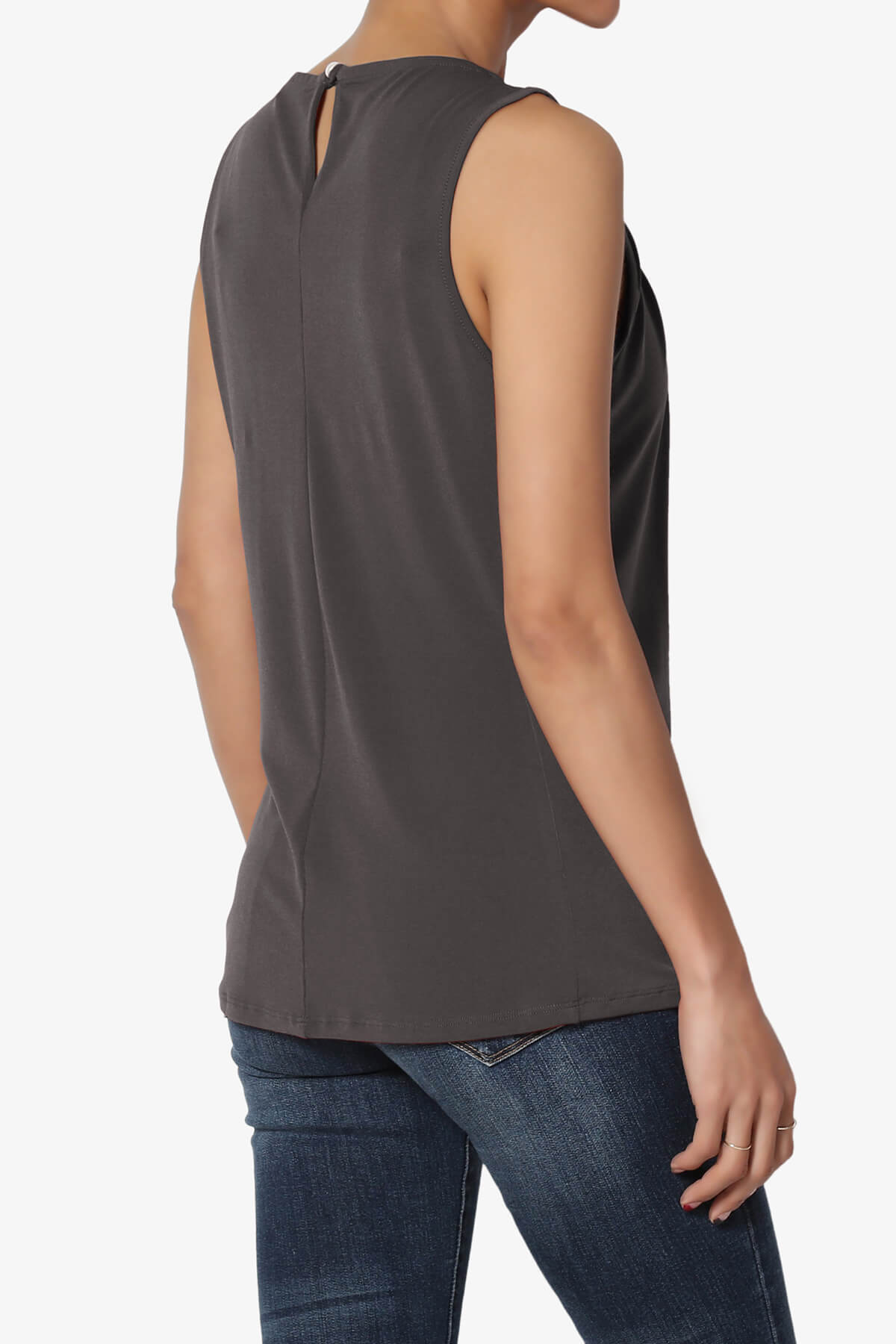 Chaffee Pleat Neck Tank Top ASH GREY_4