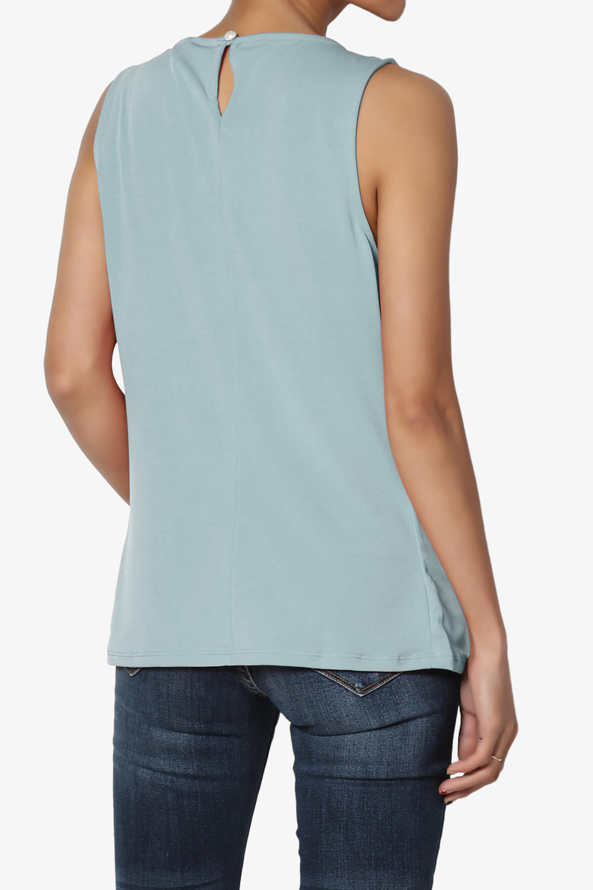 Chaffee Pleat Neck Tank Top DUSTY BLUE_2