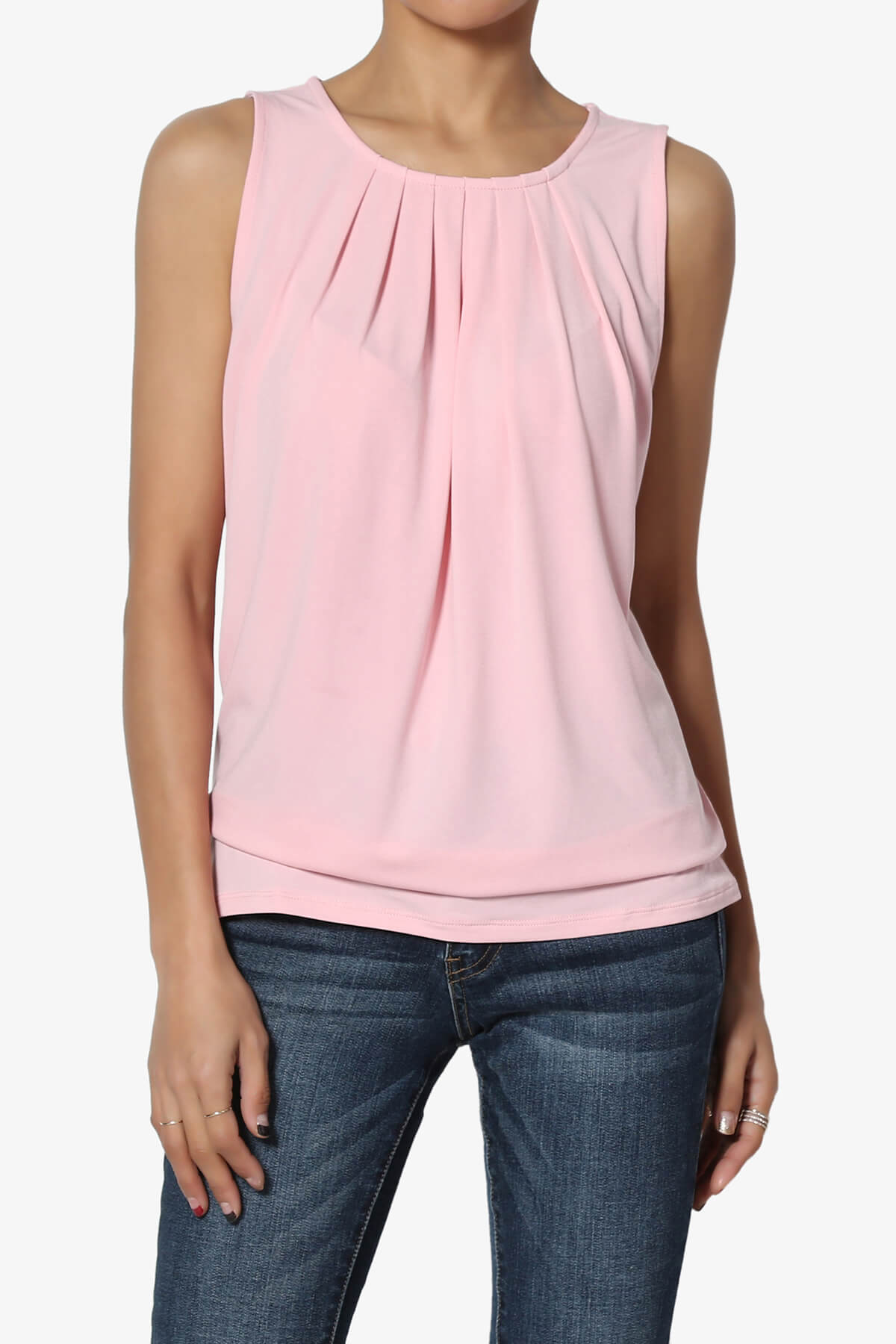 Chaffee Pleat Neck Tank Top DUSTY PINK_1