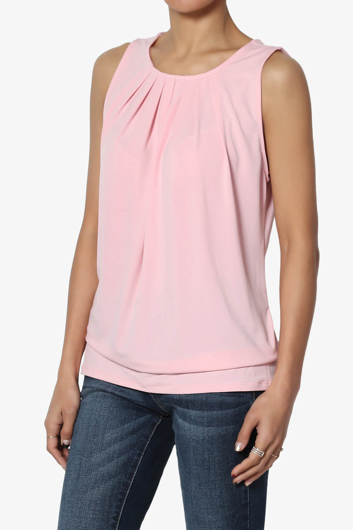 Chaffee Pleat Neck Tank Top DUSTY PINK_3