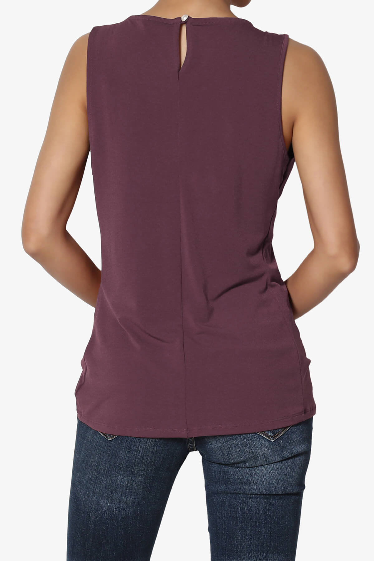 Chaffee Pleat Neck Tank Top DUSTY PLUM_2