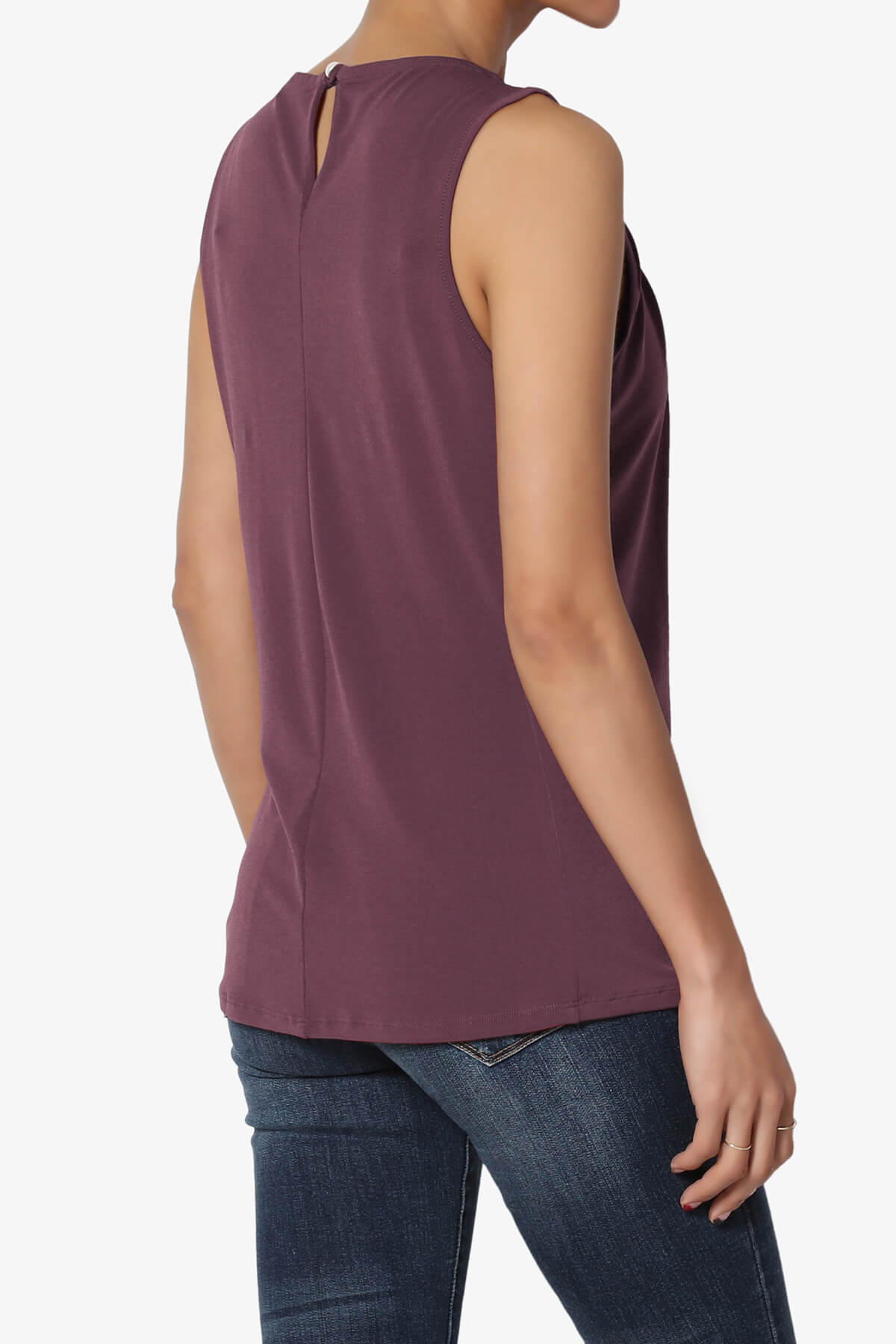 Chaffee Pleat Neck Tank Top DUSTY PLUM_4