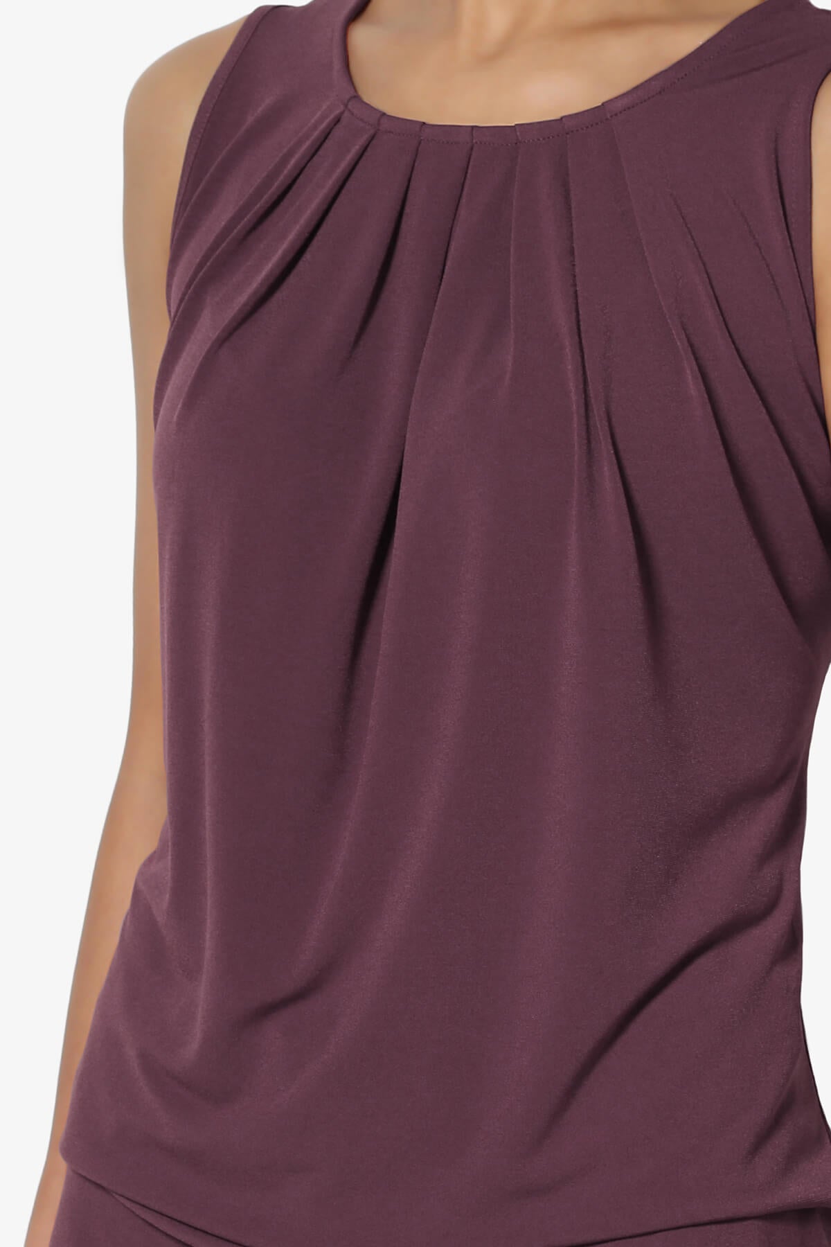 Chaffee Pleat Neck Tank Top DUSTY PLUM_5