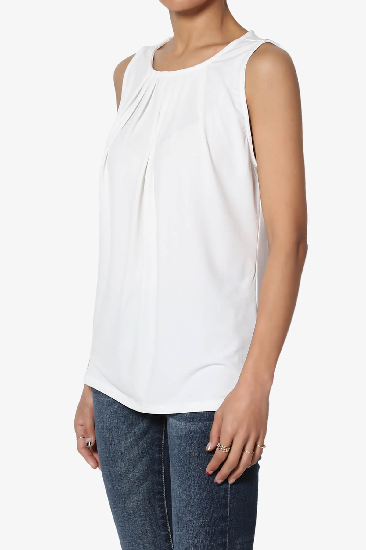 Chaffee Pleat Neck Tank Top IVORY_3
