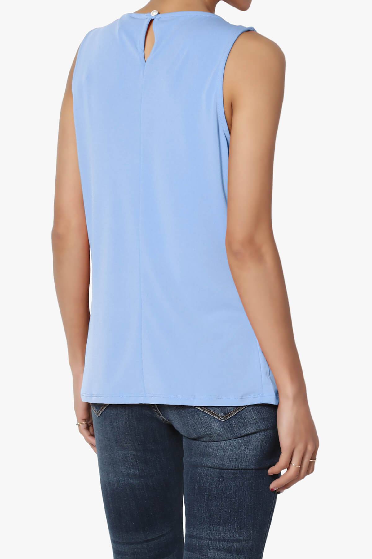 Chaffee Pleat Neck Tank Top LIGHT BLUE_4