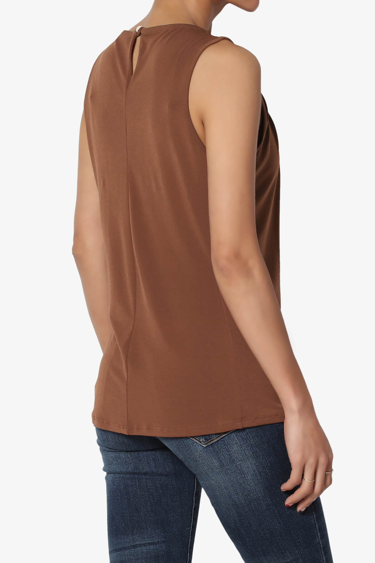 Chaffee Pleat Neck Tank Top LIGHT BROWN_4