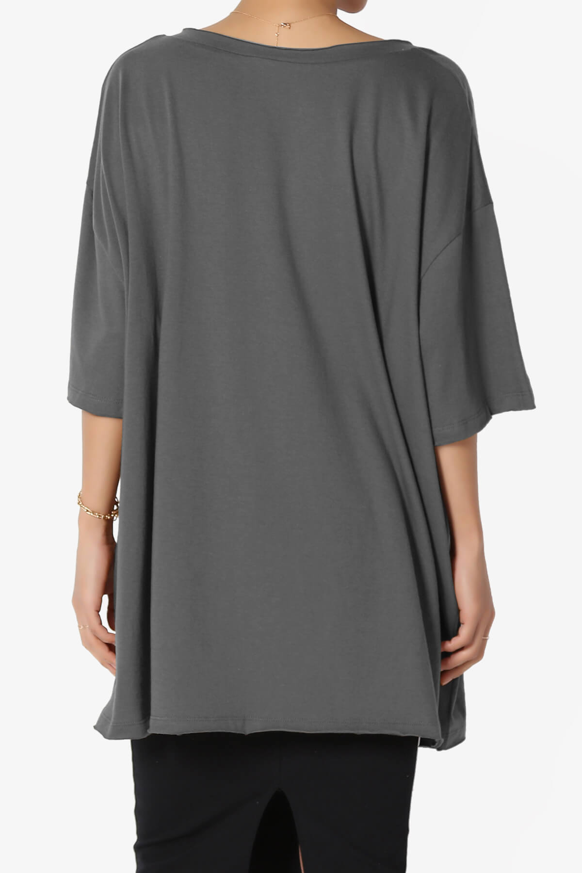 Charlie V Neck Pocket Boyfriend Tee ASH GREY_2