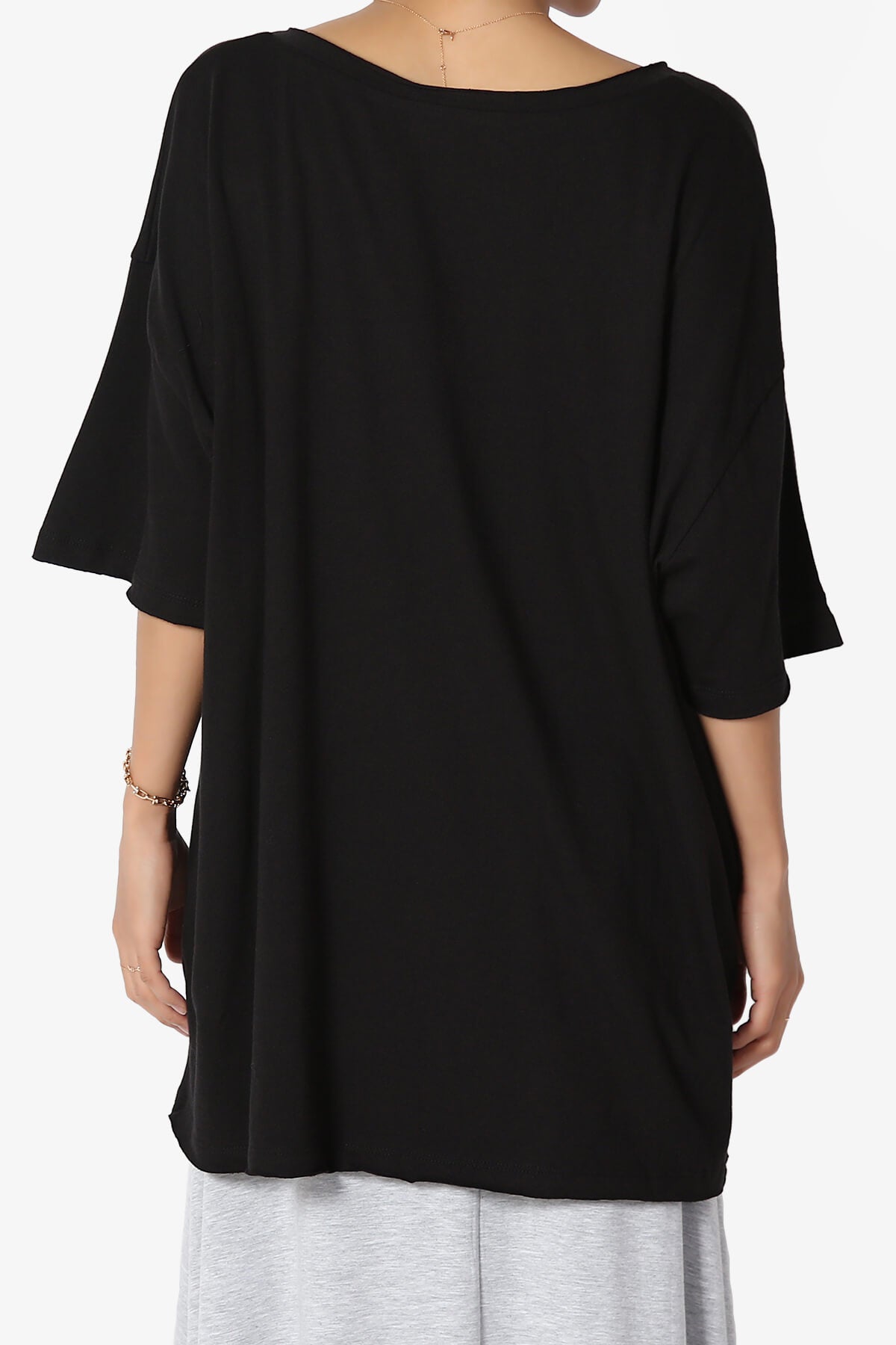 Charlie V Neck Pocket Boyfriend Tee BLACK_2