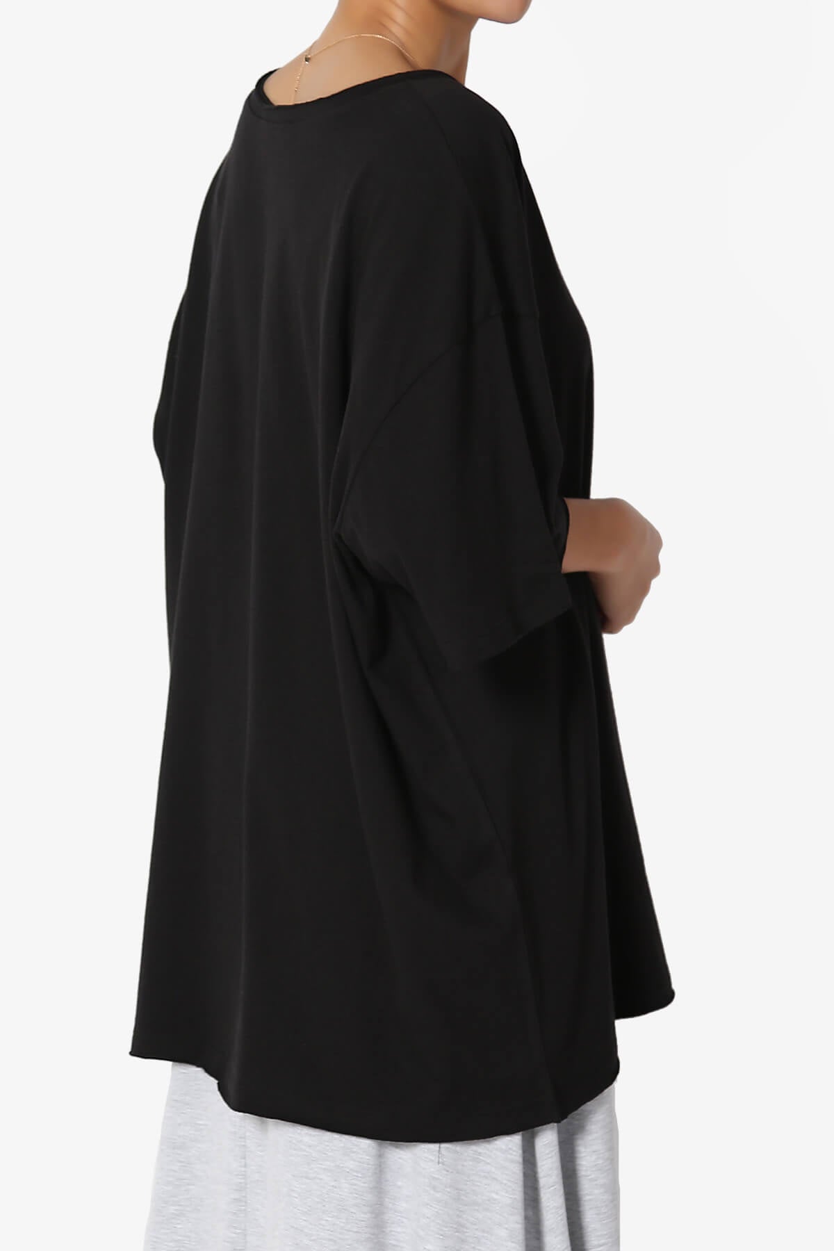 Charlie V Neck Pocket Boyfriend Tee BLACK_4