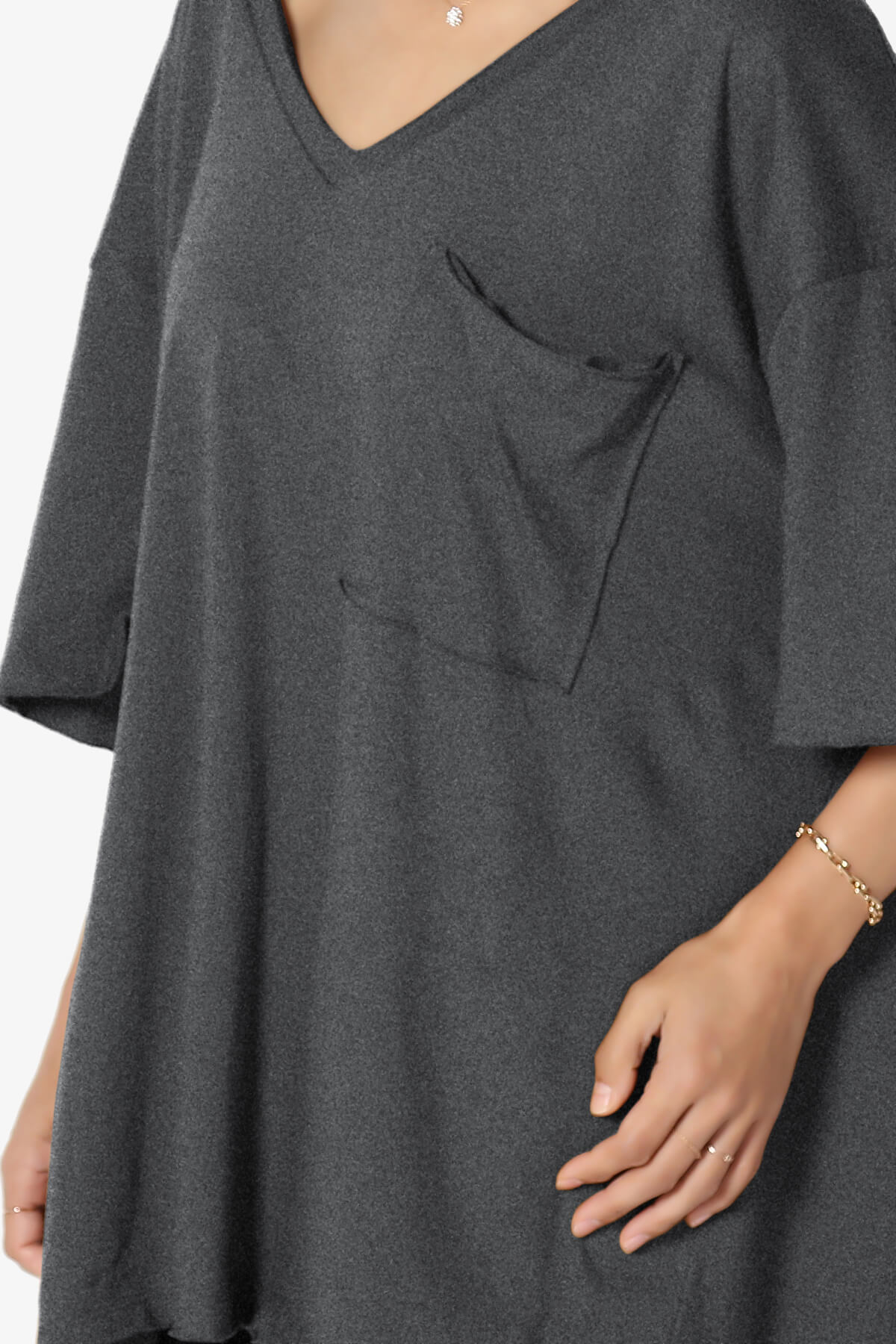 Charlie V Neck Pocket Boyfriend Tee CHARCOAL_5