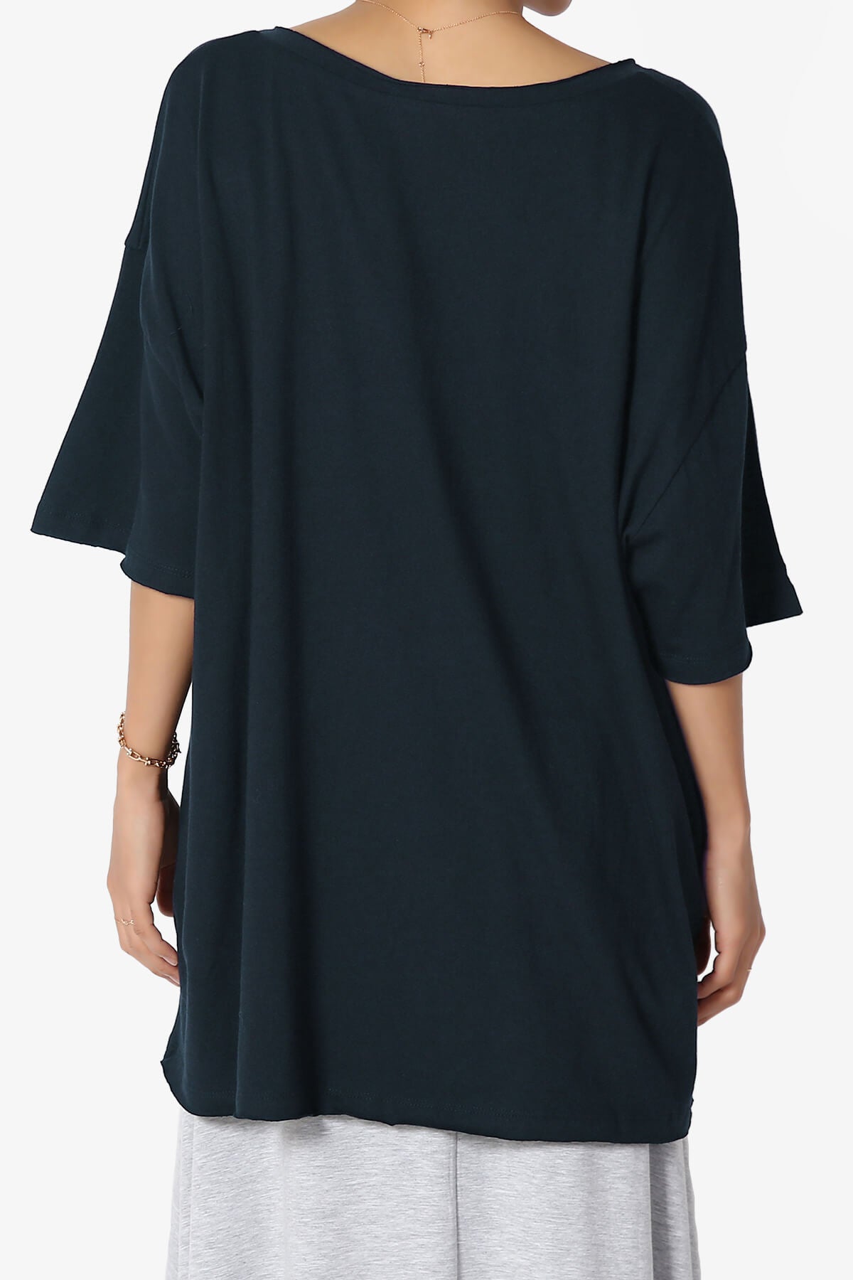 Charlie V Neck Pocket Boyfriend Tee DARK NAVY_2