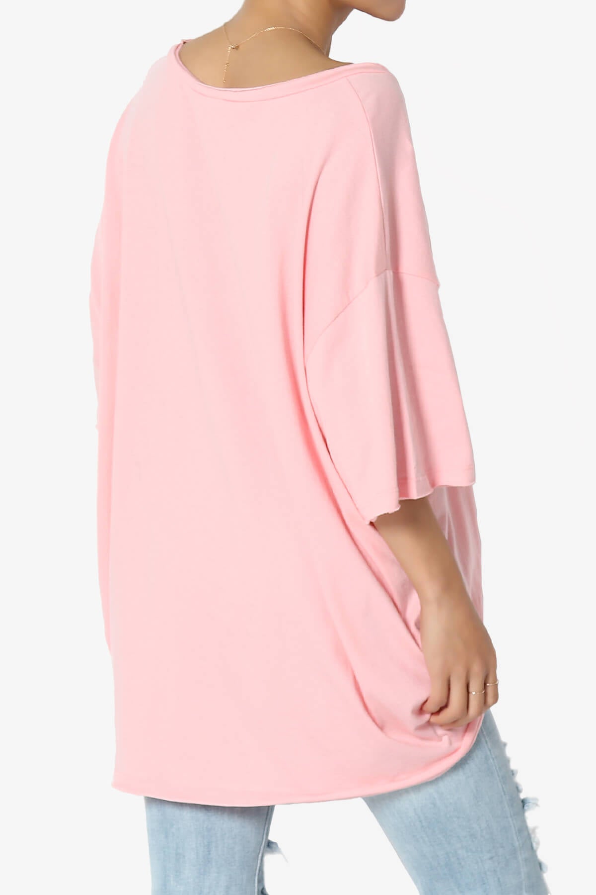 Charlie V Neck Pocket Boyfriend Tee DARK PINK_4