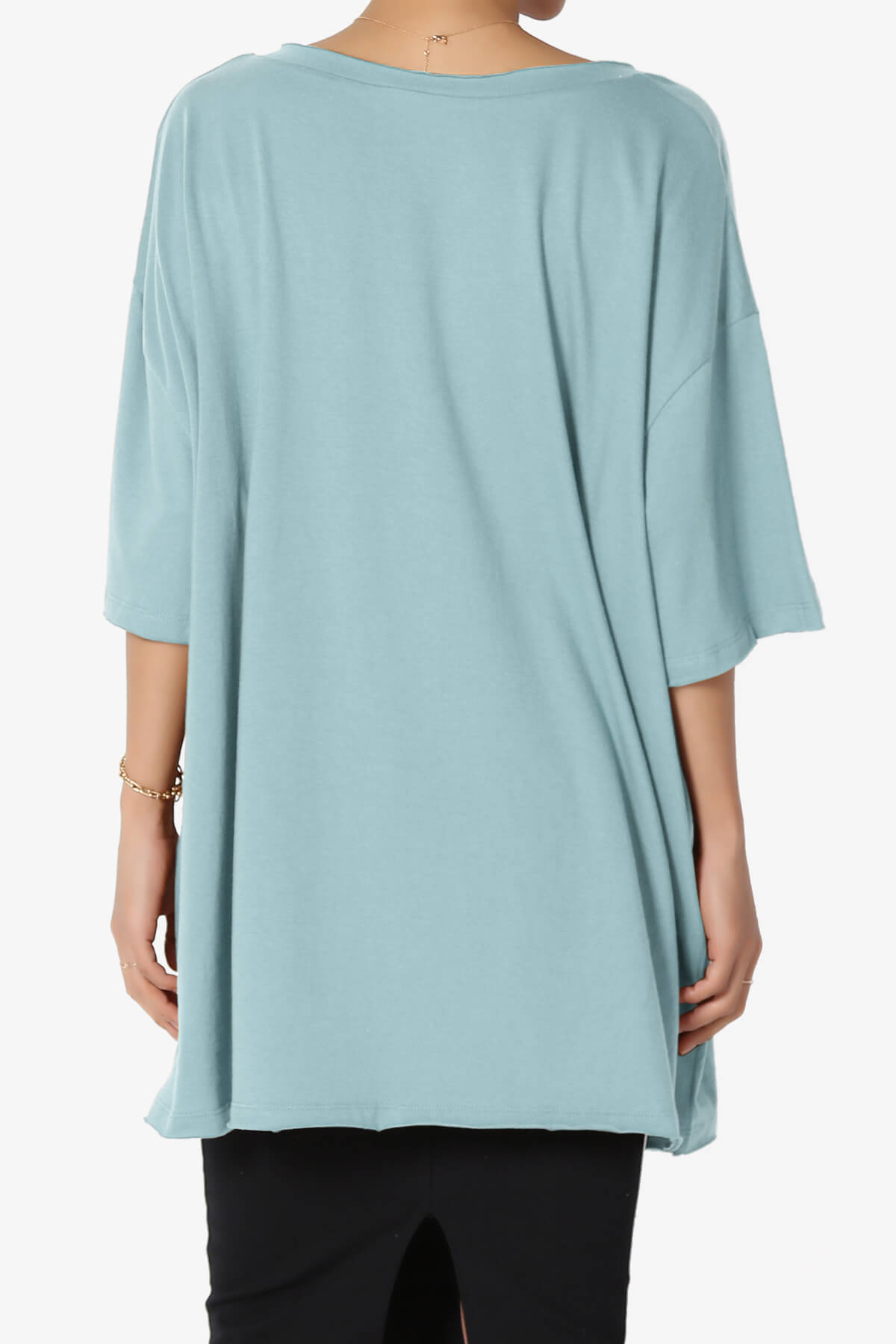 Charlie V Neck Pocket Boyfriend Tee DUSTY BLUE_2