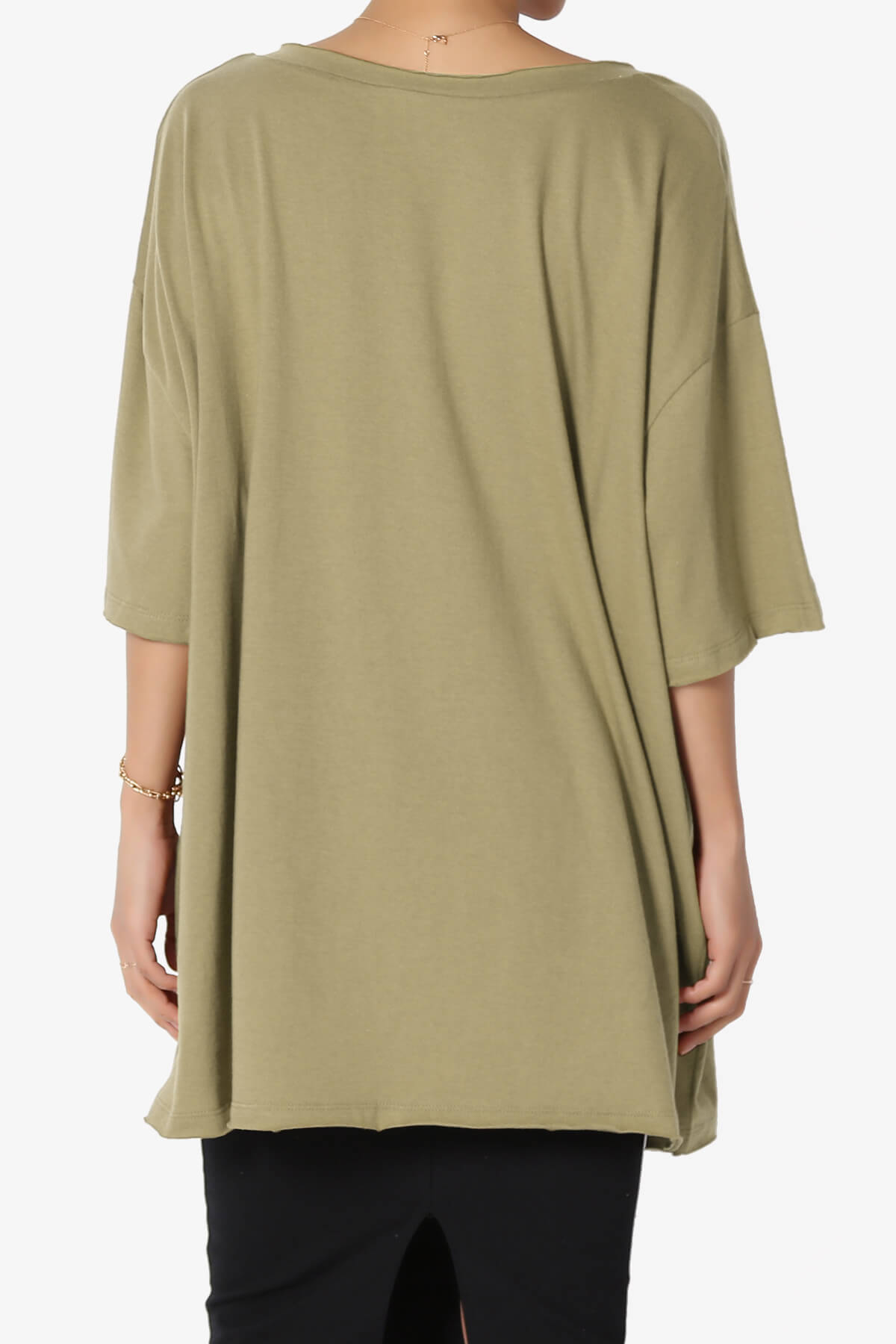 Charlie V Neck Pocket Boyfriend Tee KHAKI GREEN_2