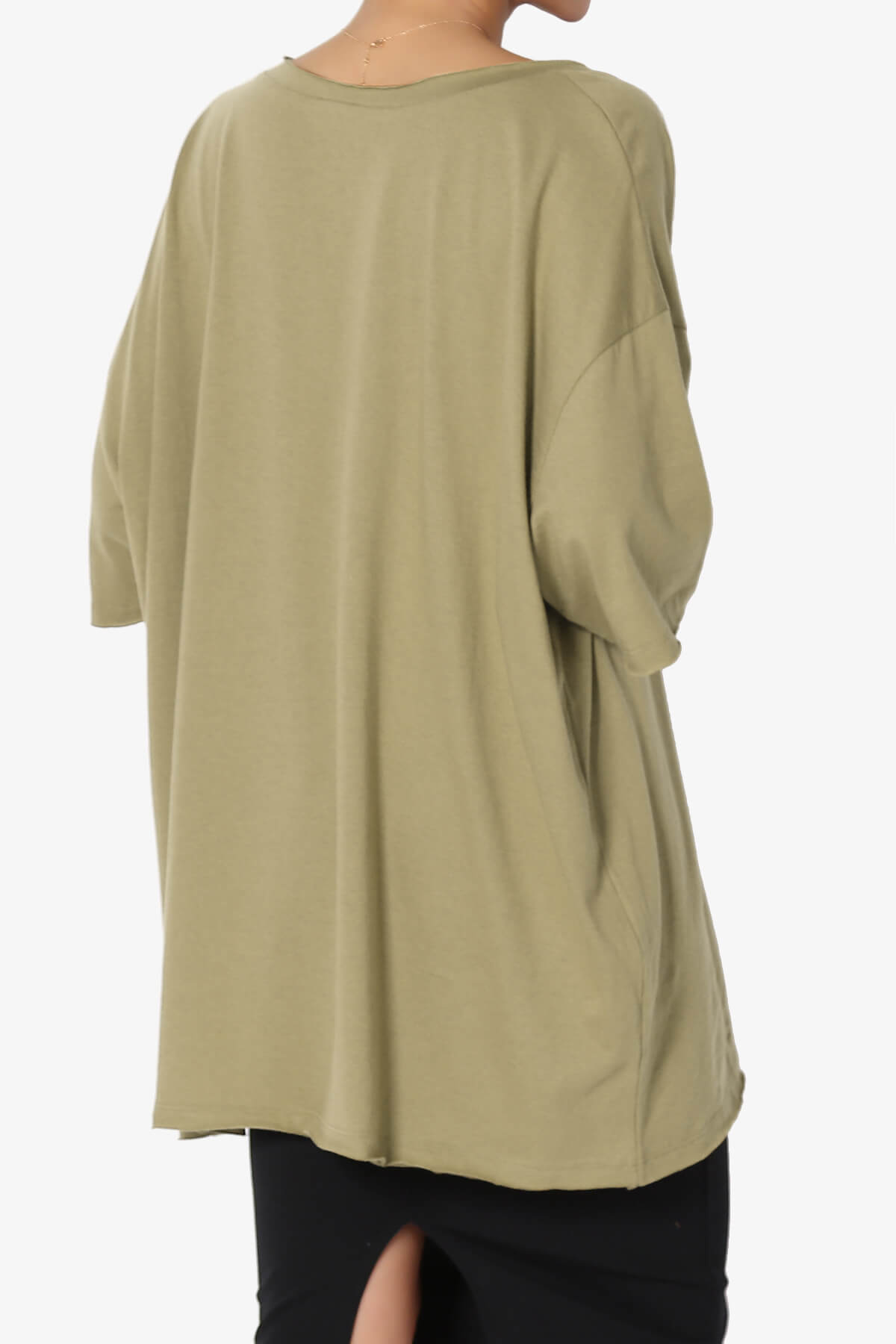 Charlie V Neck Pocket Boyfriend Tee KHAKI GREEN_4