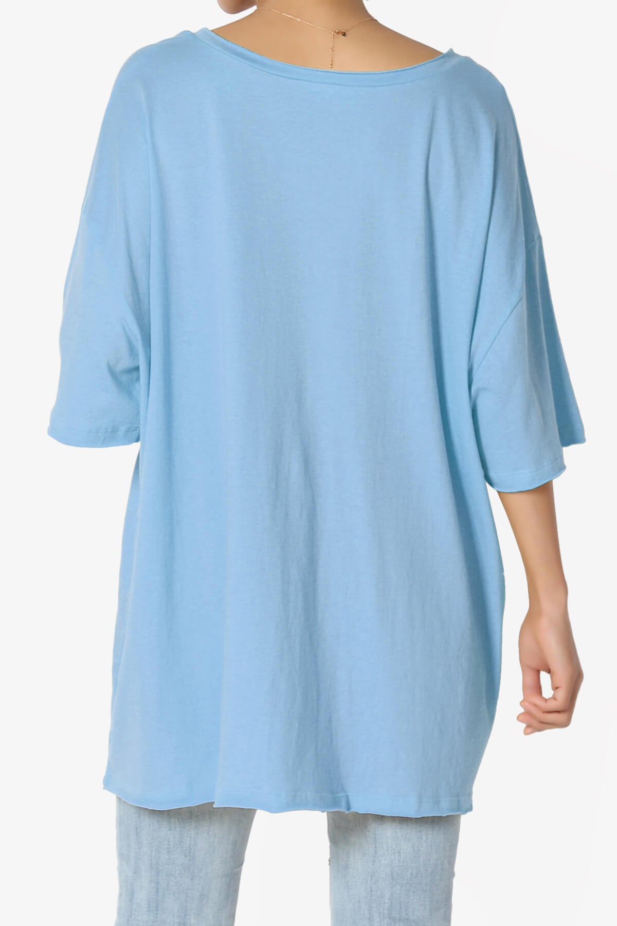 Charlie V Neck Pocket Boyfriend Tee LIGHT BLUE_2
