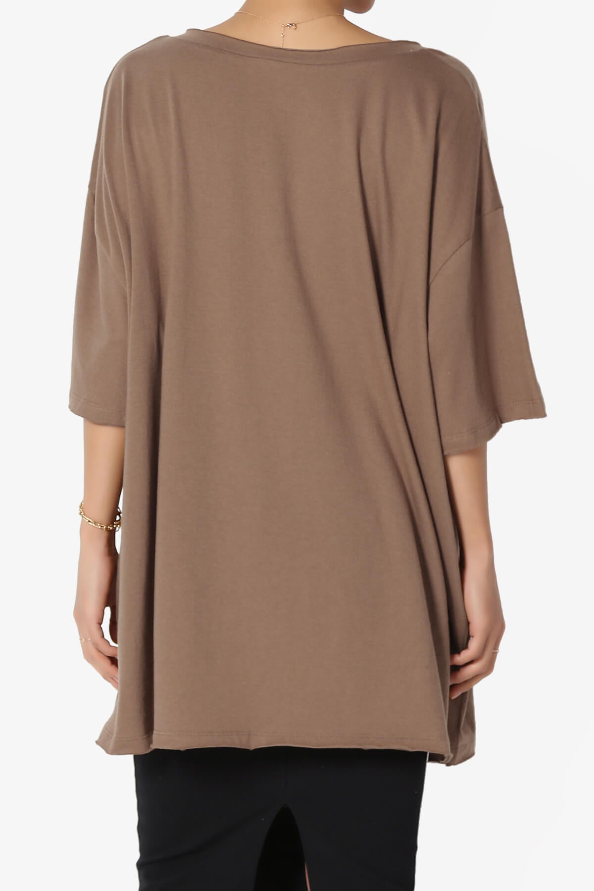 Charlie V Neck Pocket Boyfriend Tee MOCHA_2