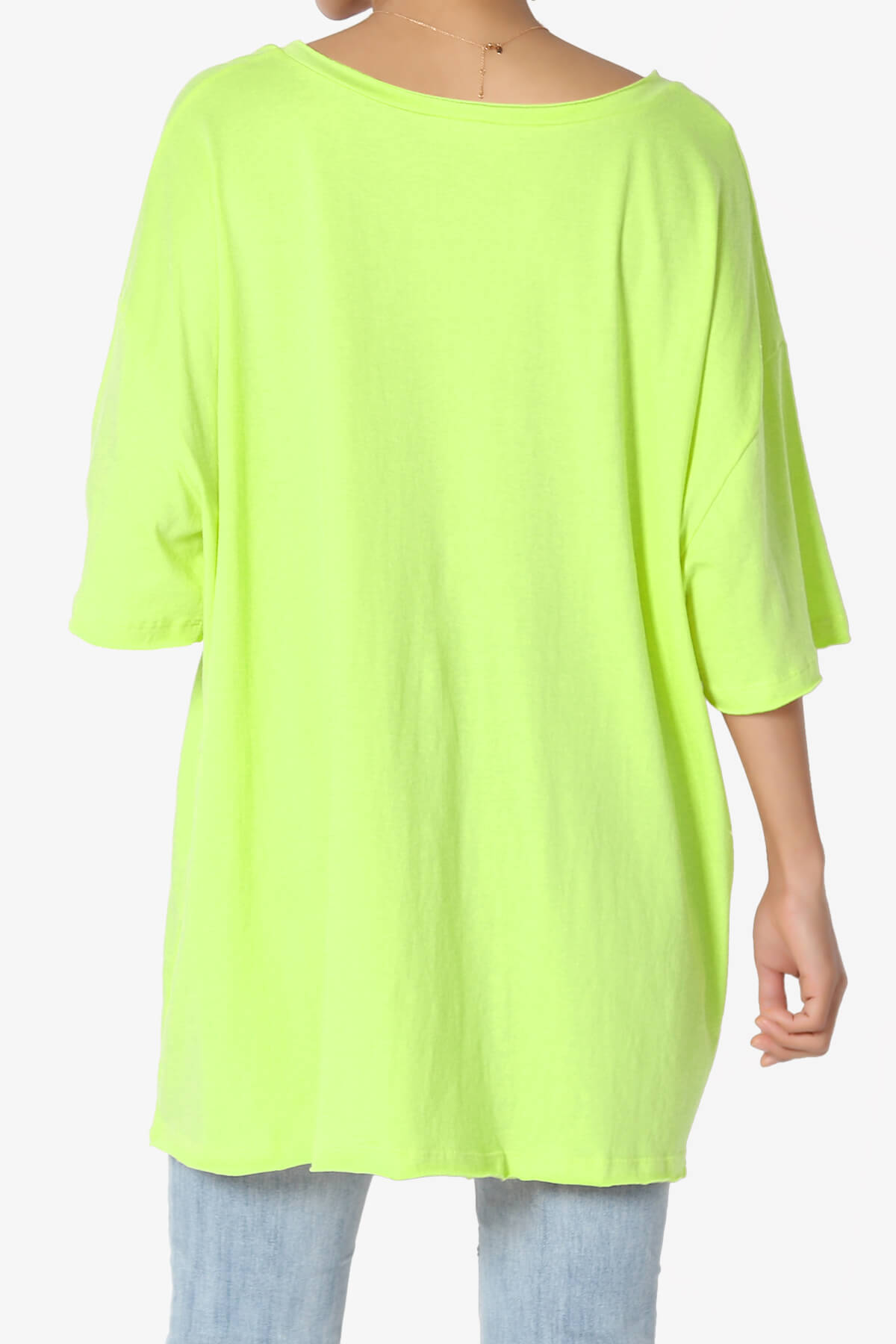 Charlie V Neck Pocket Boyfriend Tee NEON GREEN_2