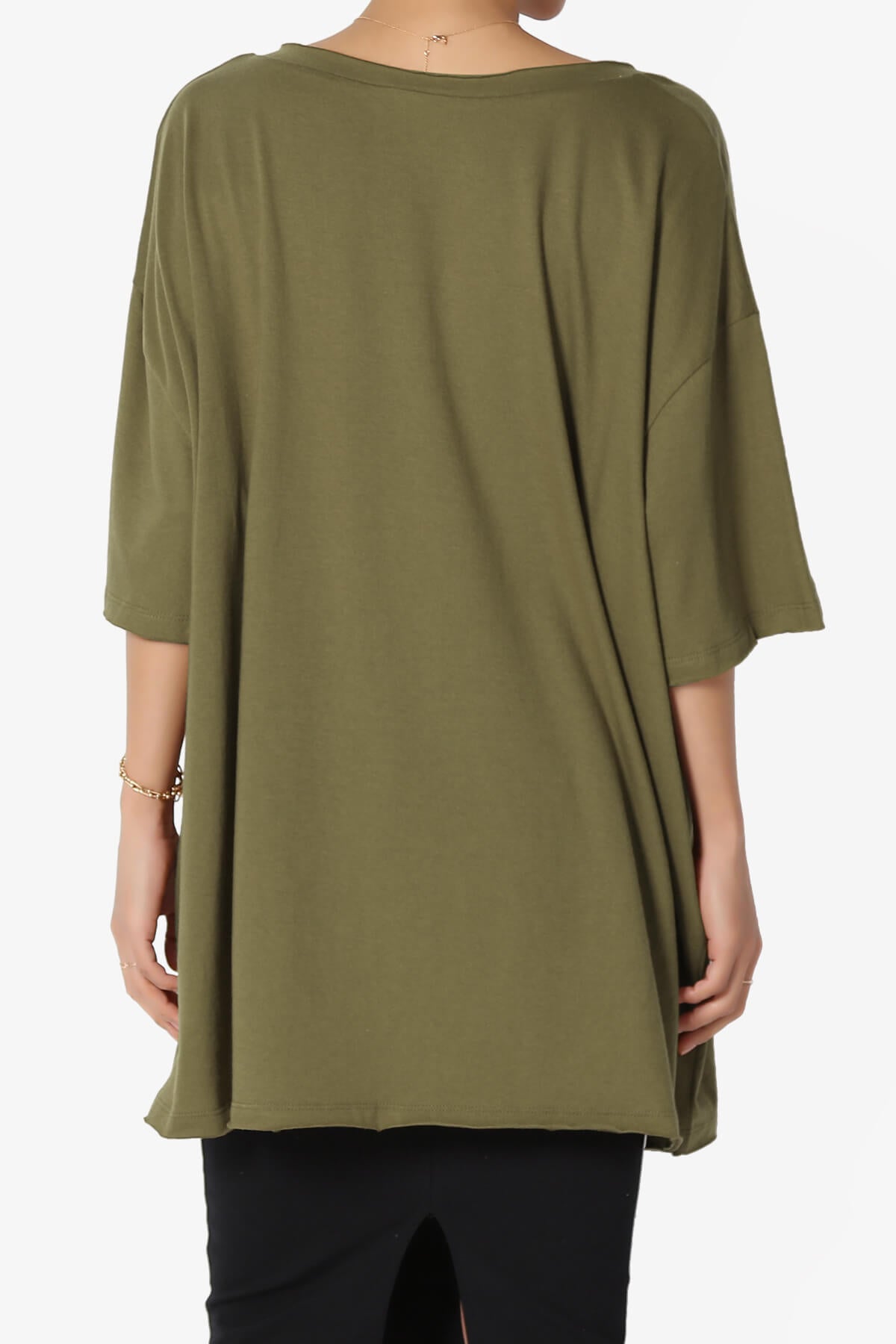 Charlie V Neck Pocket Boyfriend Tee OLIVE KHAKI_2