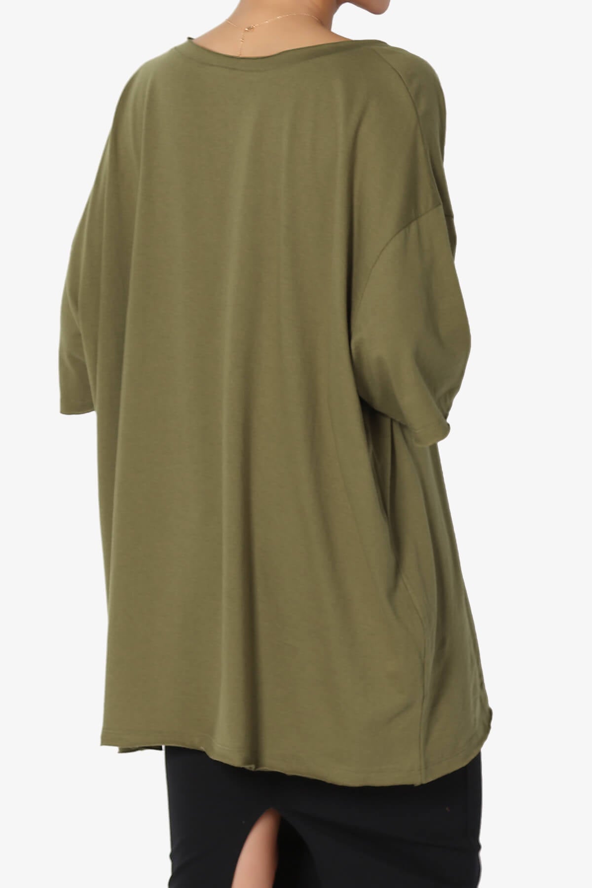 Charlie V Neck Pocket Boyfriend Tee OLIVE KHAKI_4