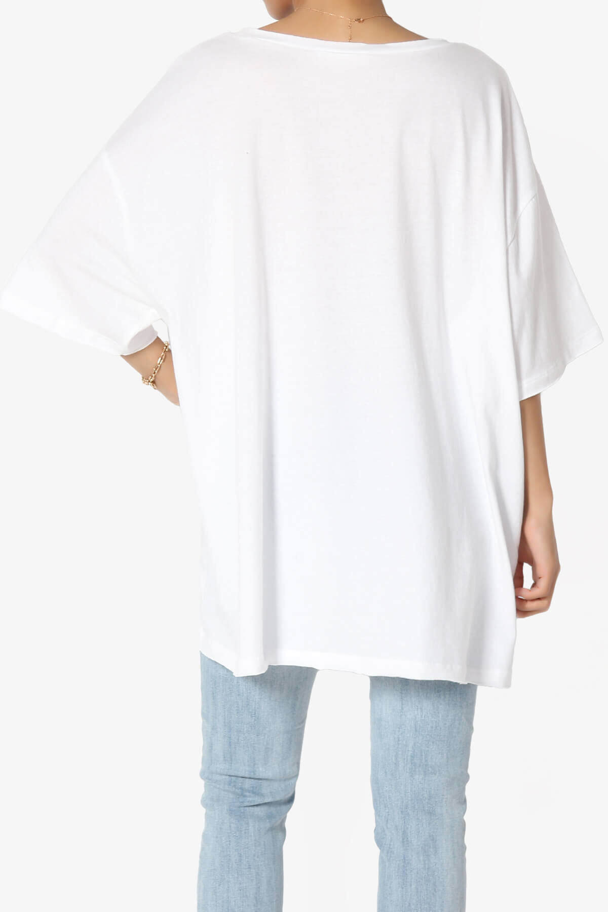 Charlie V Neck Pocket Boyfriend Tee WHITE_2