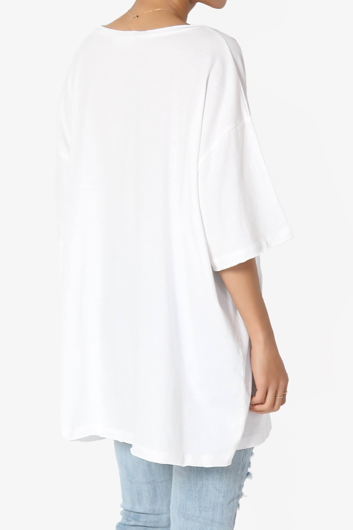 Charlie V Neck Pocket Boyfriend Tee WHITE_4