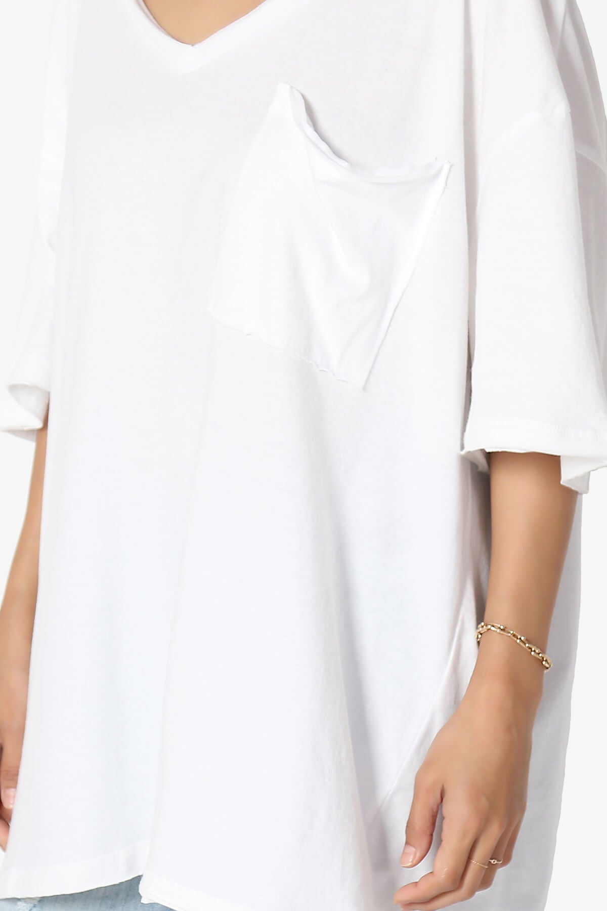 Charlie V Neck Pocket Boyfriend Tee WHITE_5