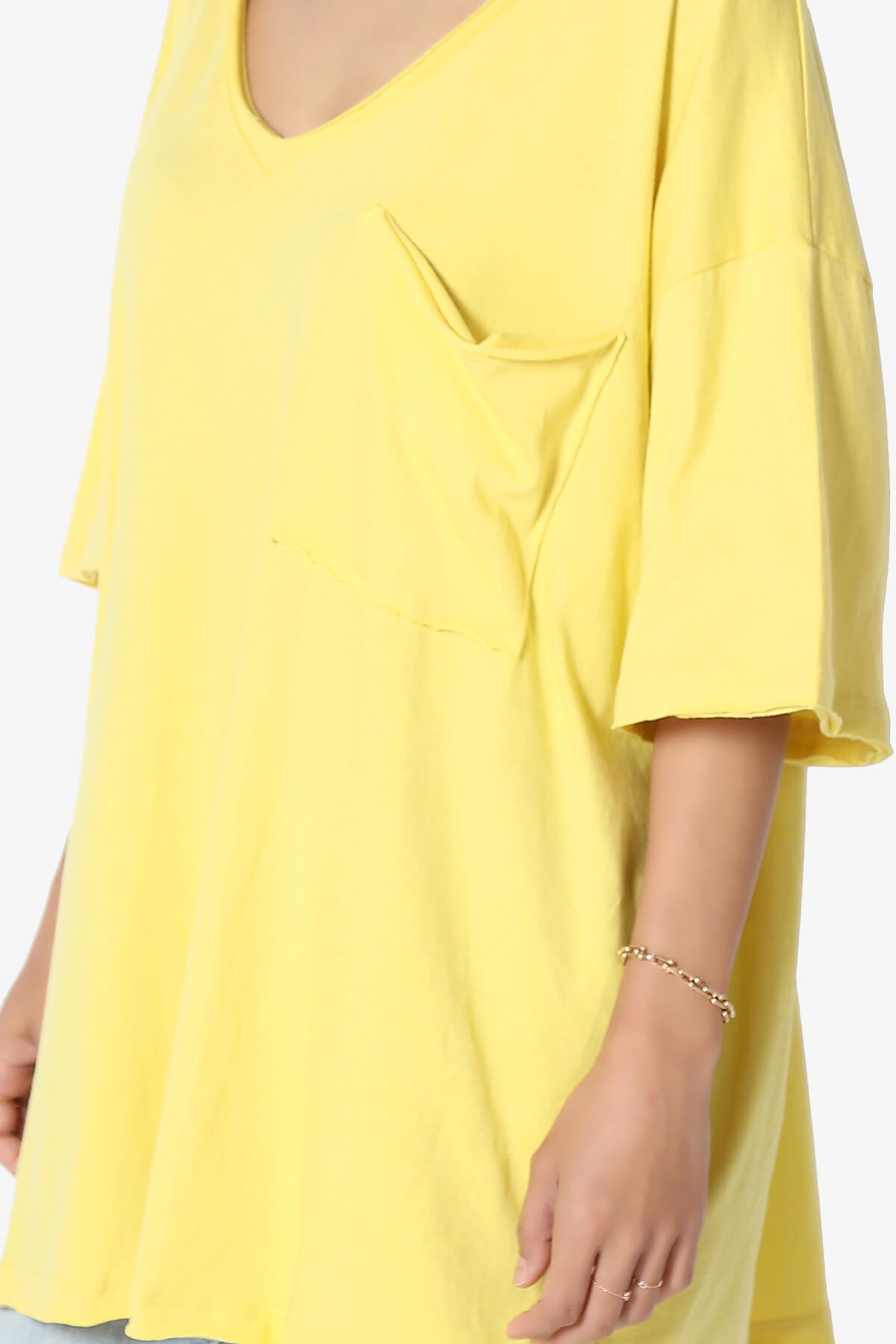Charlie V Neck Pocket Boyfriend Tee YELLOW_5