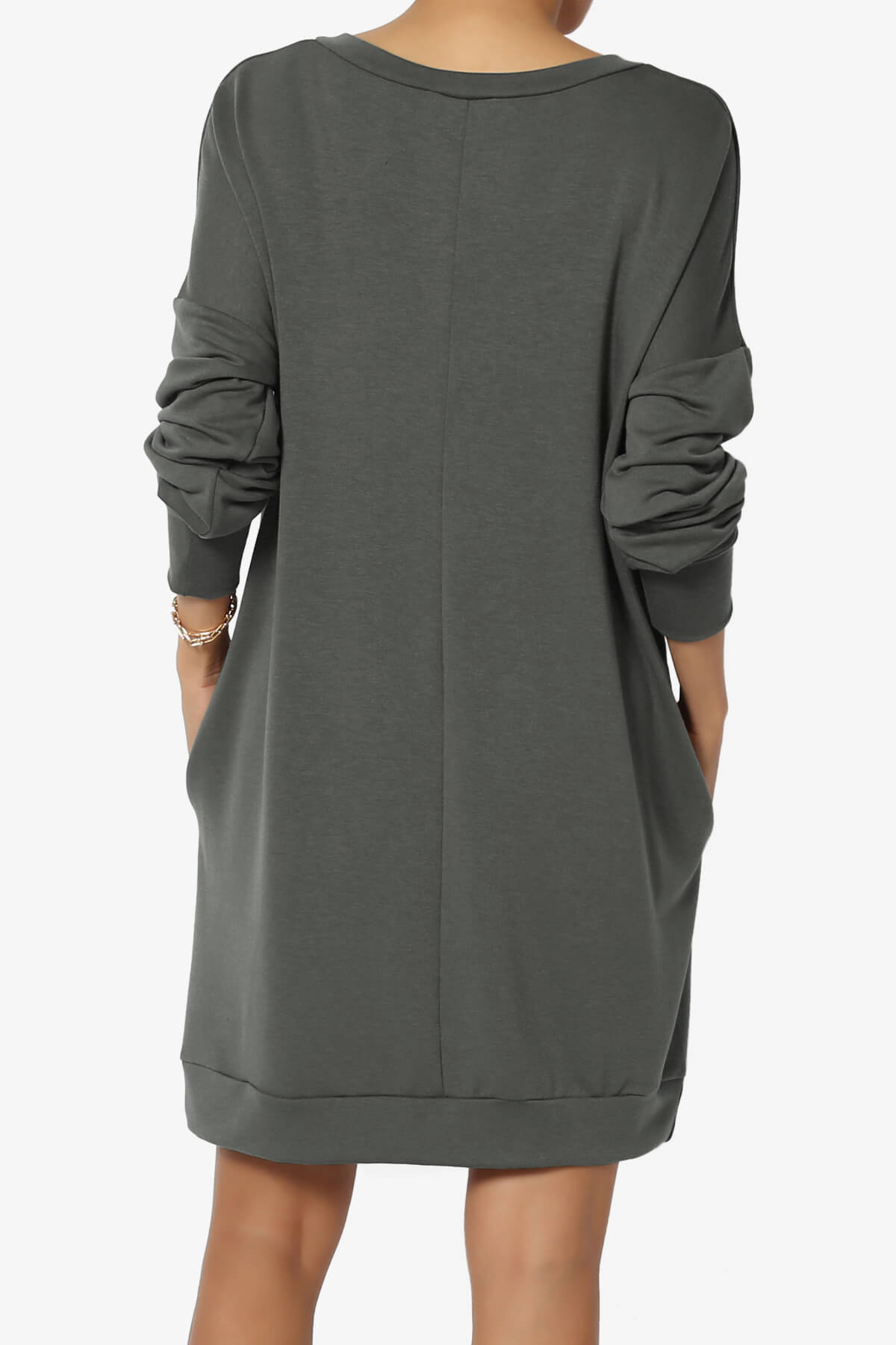 Chrissy V-Neck Pocket Soft Terry Tunic ASH GREY_2